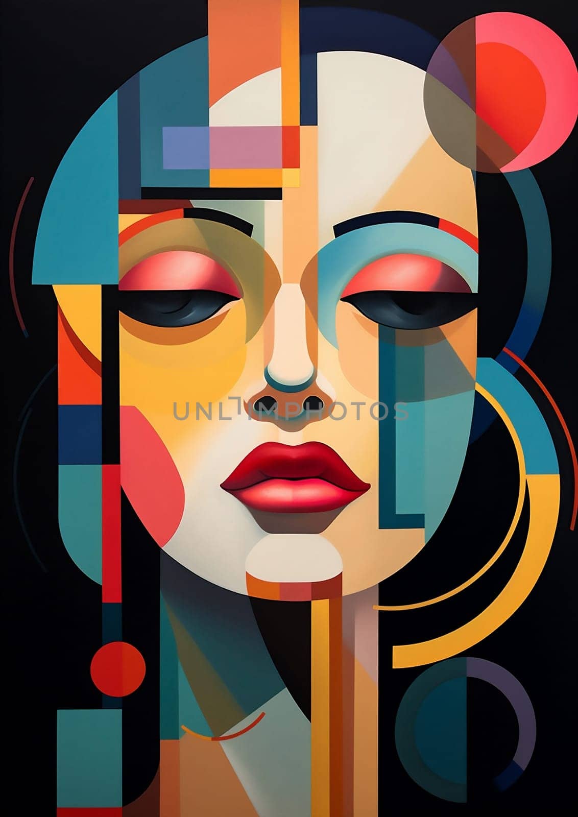 Model woman female face abstract design style background portrait drawing young beauty illustration art lady fashion color person party modern hair head