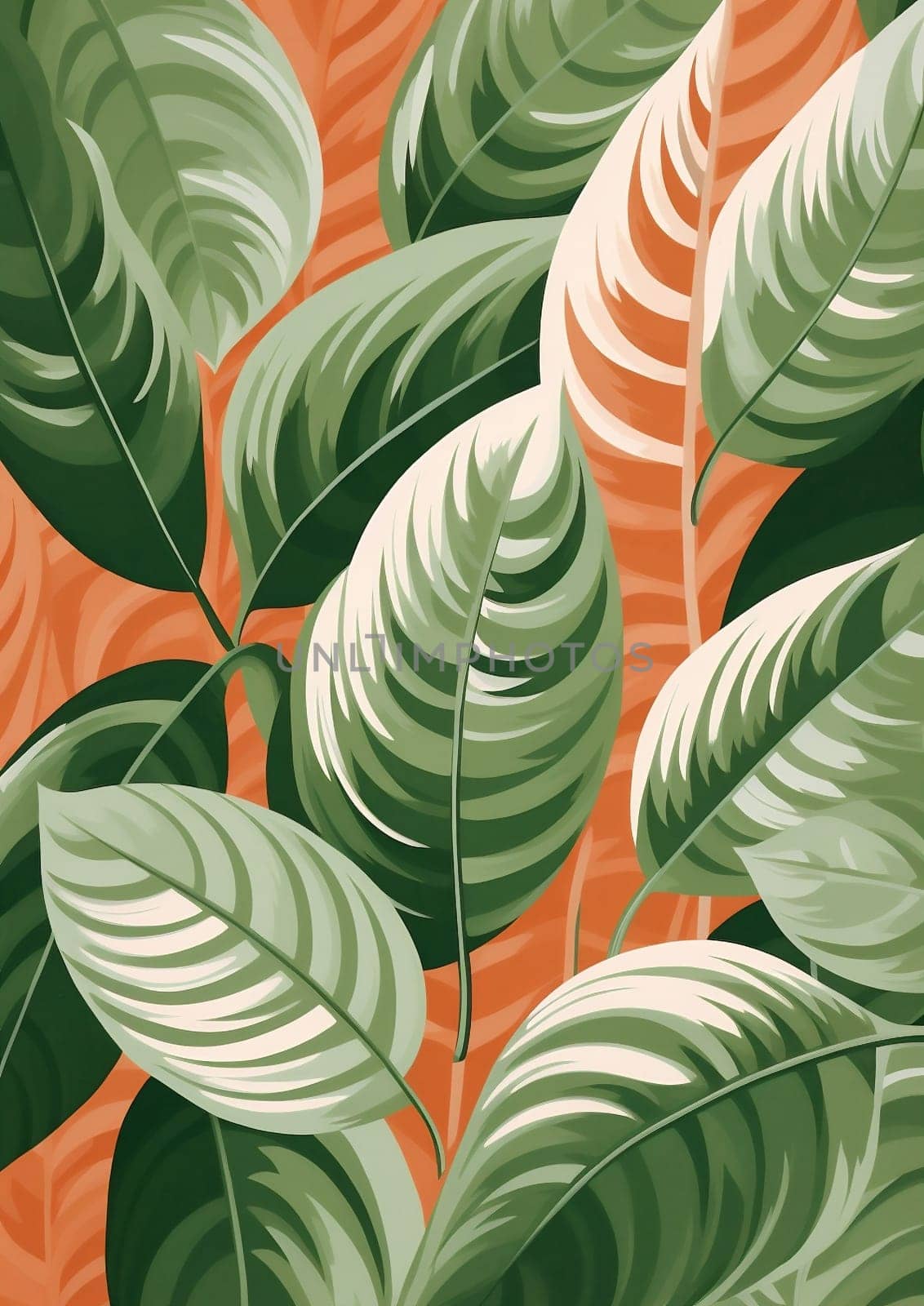 Pattern nature illustration exotic floral background jungle leaves wallpaper botanical seamless plant by Vichizh