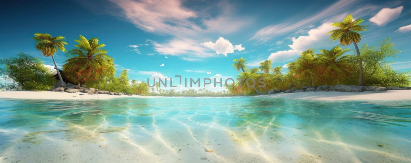 Natural beauty of tropical paradise with palm trees by Sorapop