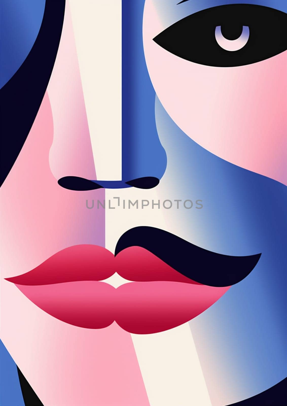 cubist woman symbol modern face graphic cubism fashion portrait abstract poster. Generative AI. by Vichizh