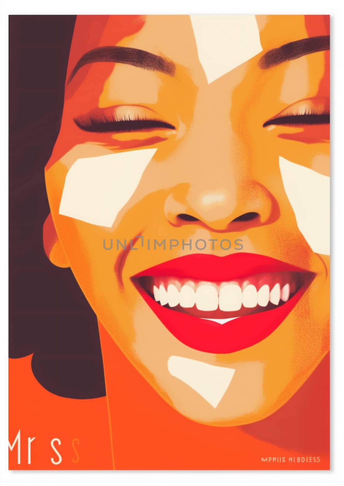 illustration woman pop teeth poster lipstick sensual fashion toothpaste red lip. Generative AI. by Vichizh
