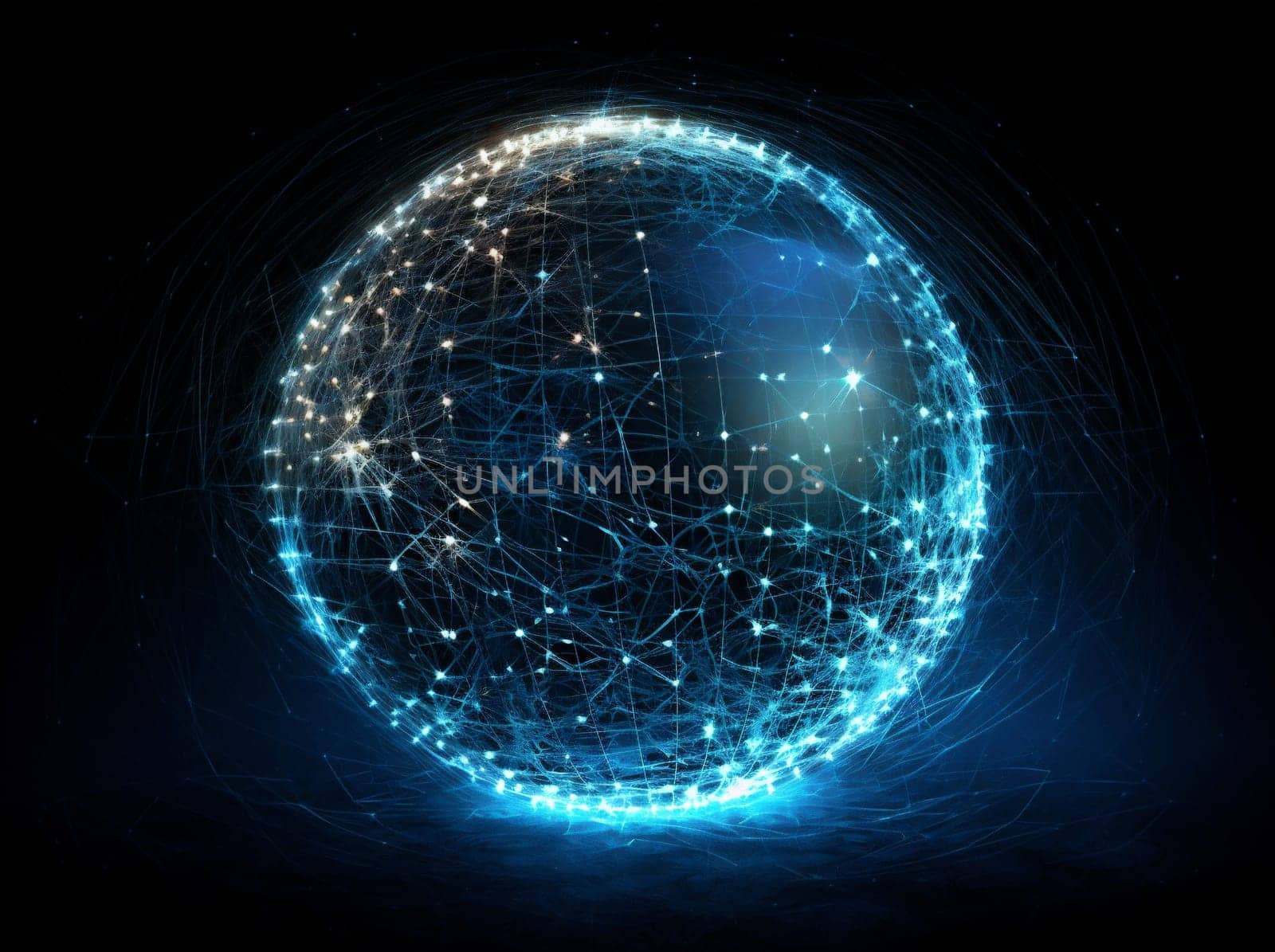 planet connection technology globe network earth map global cyberspace internet. Generative AI. by Vichizh