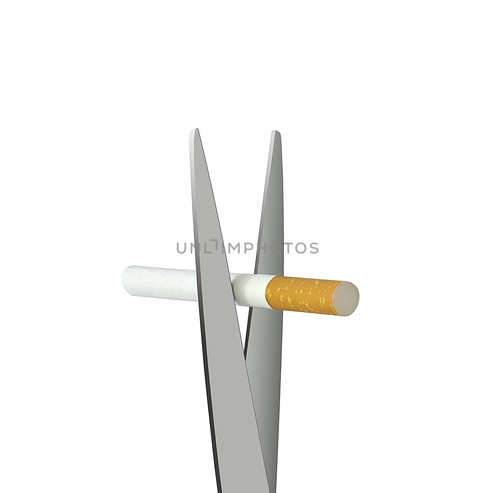 Cigarette is being cut by scissors