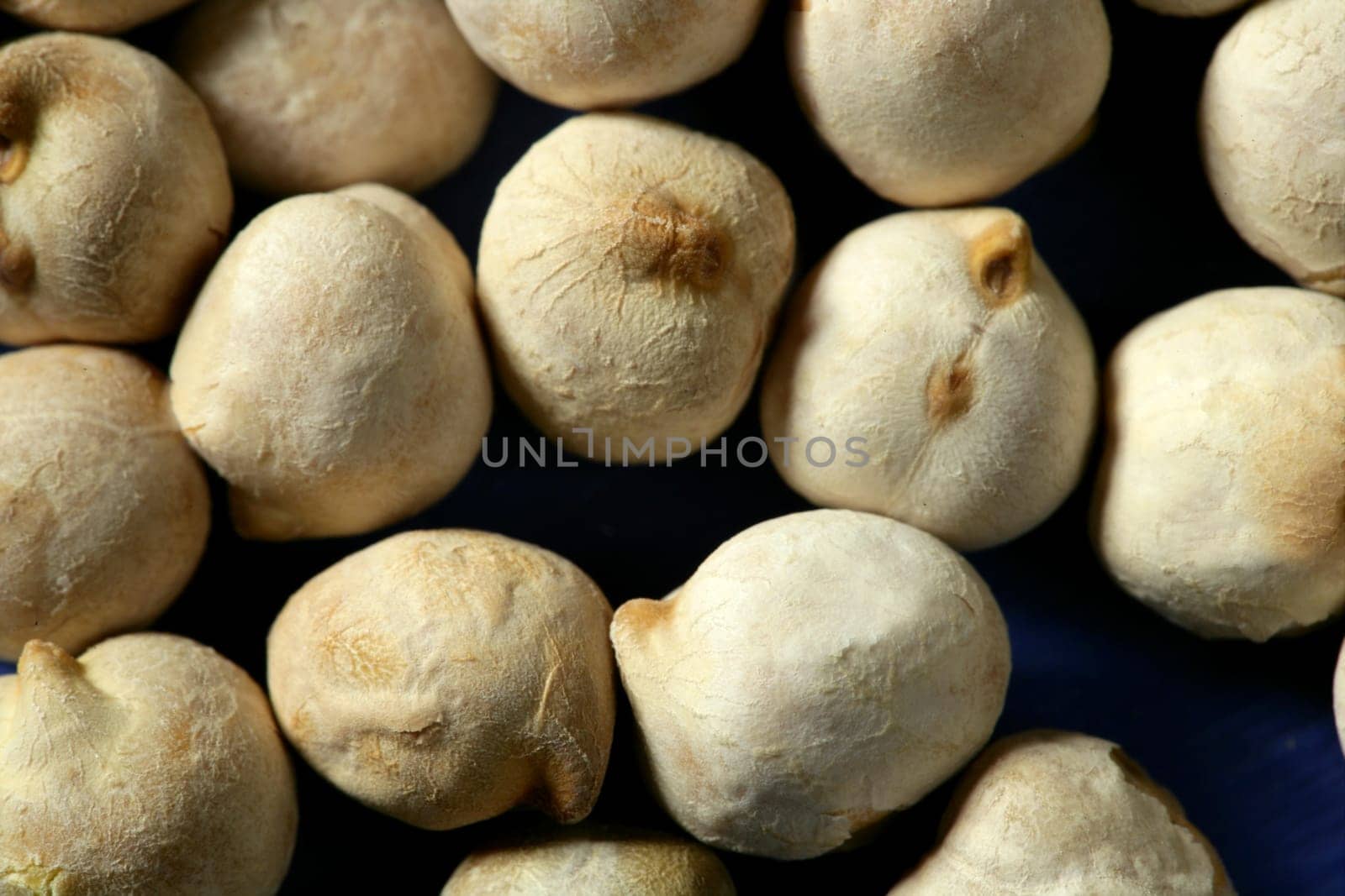 dry chickpeas detail in macro crop, studio shot