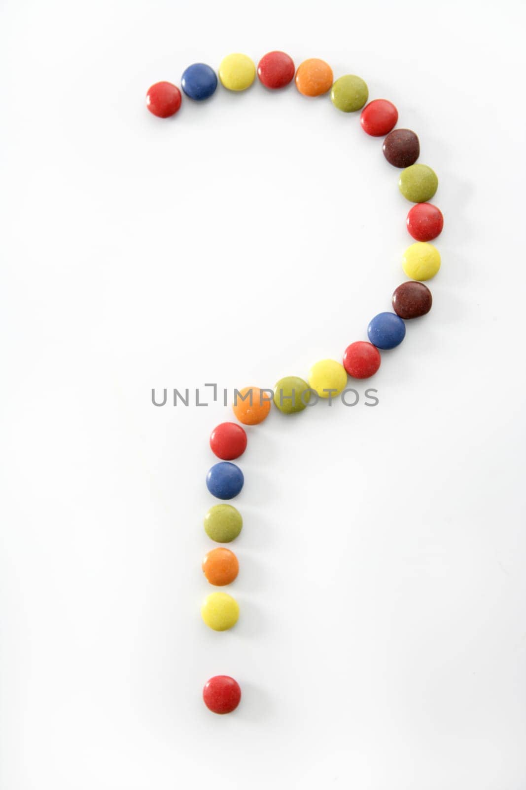Candy sweets question mark isolated over white background