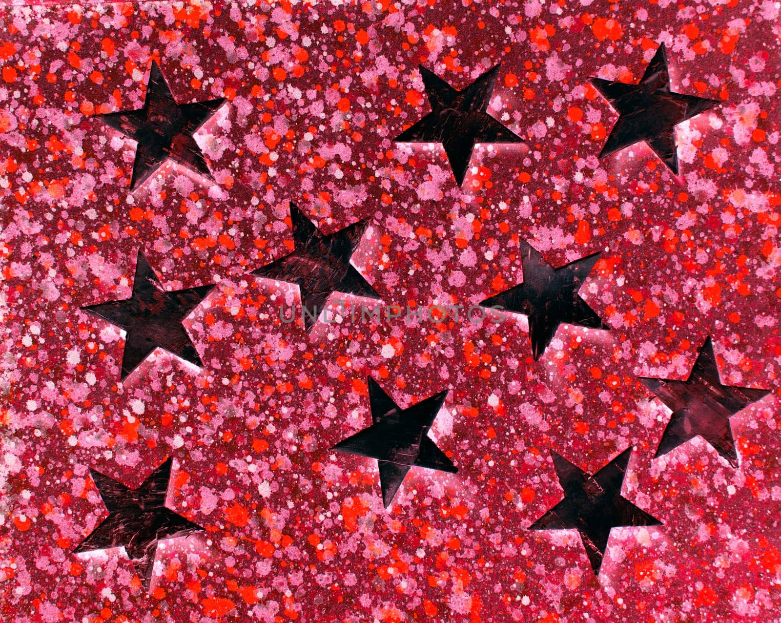 christmas stars background on colorful red background
