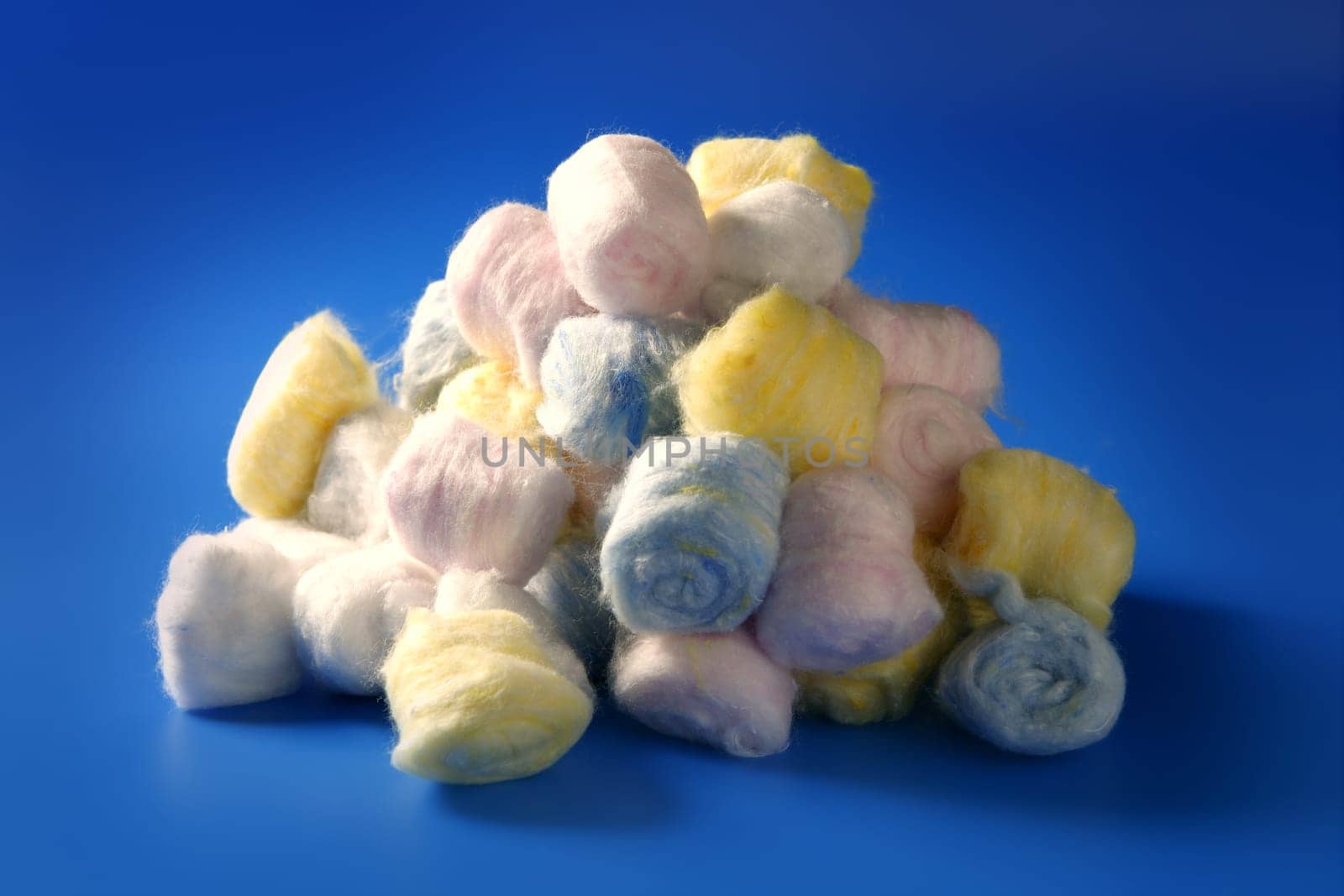 Colorful make up cotton stacked, toiletries