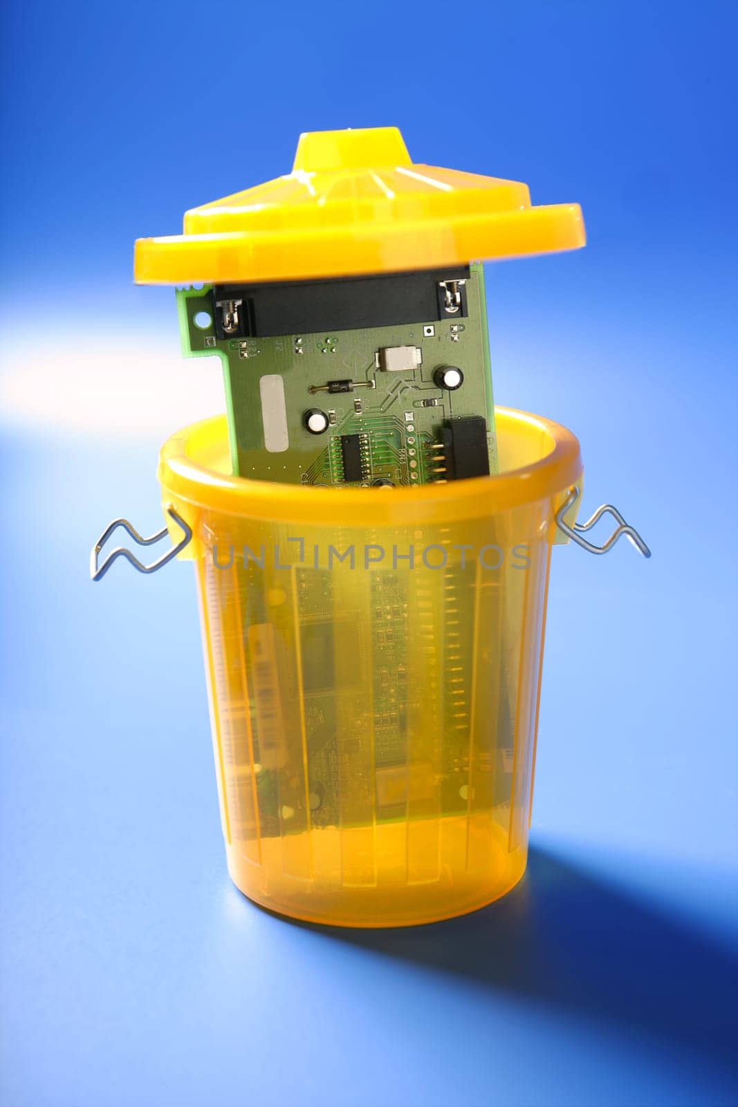 technology circuit on the trash, electronic tech metaphor