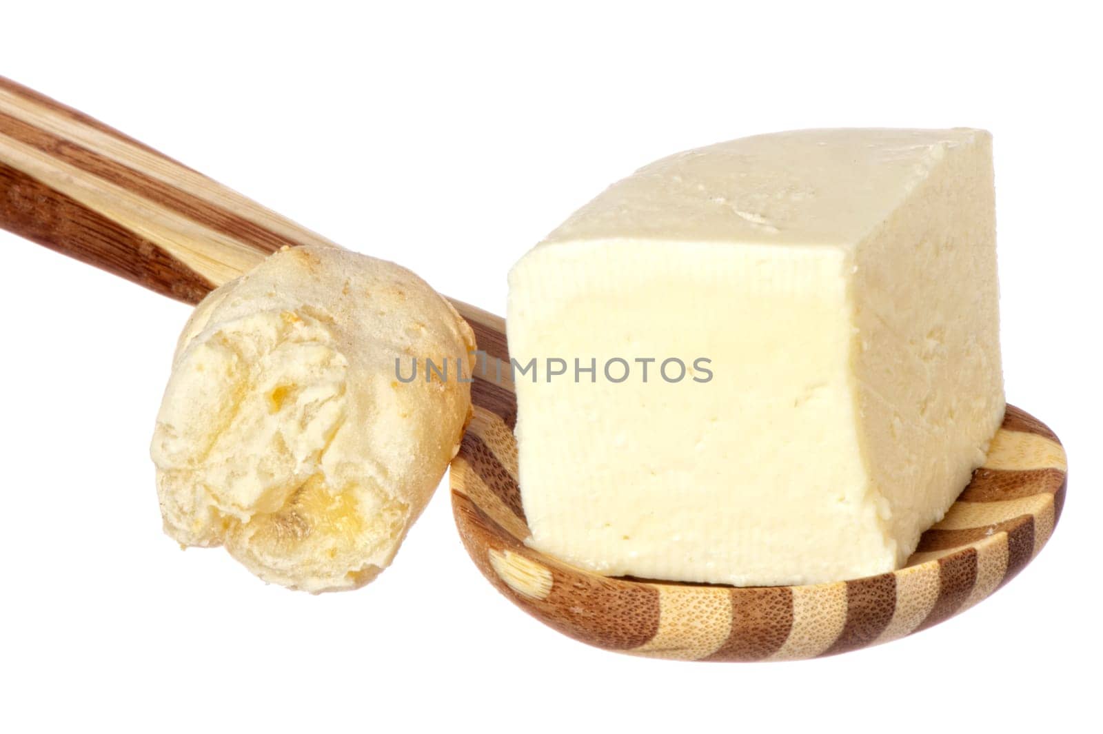 yuccas and yucca bread on white background