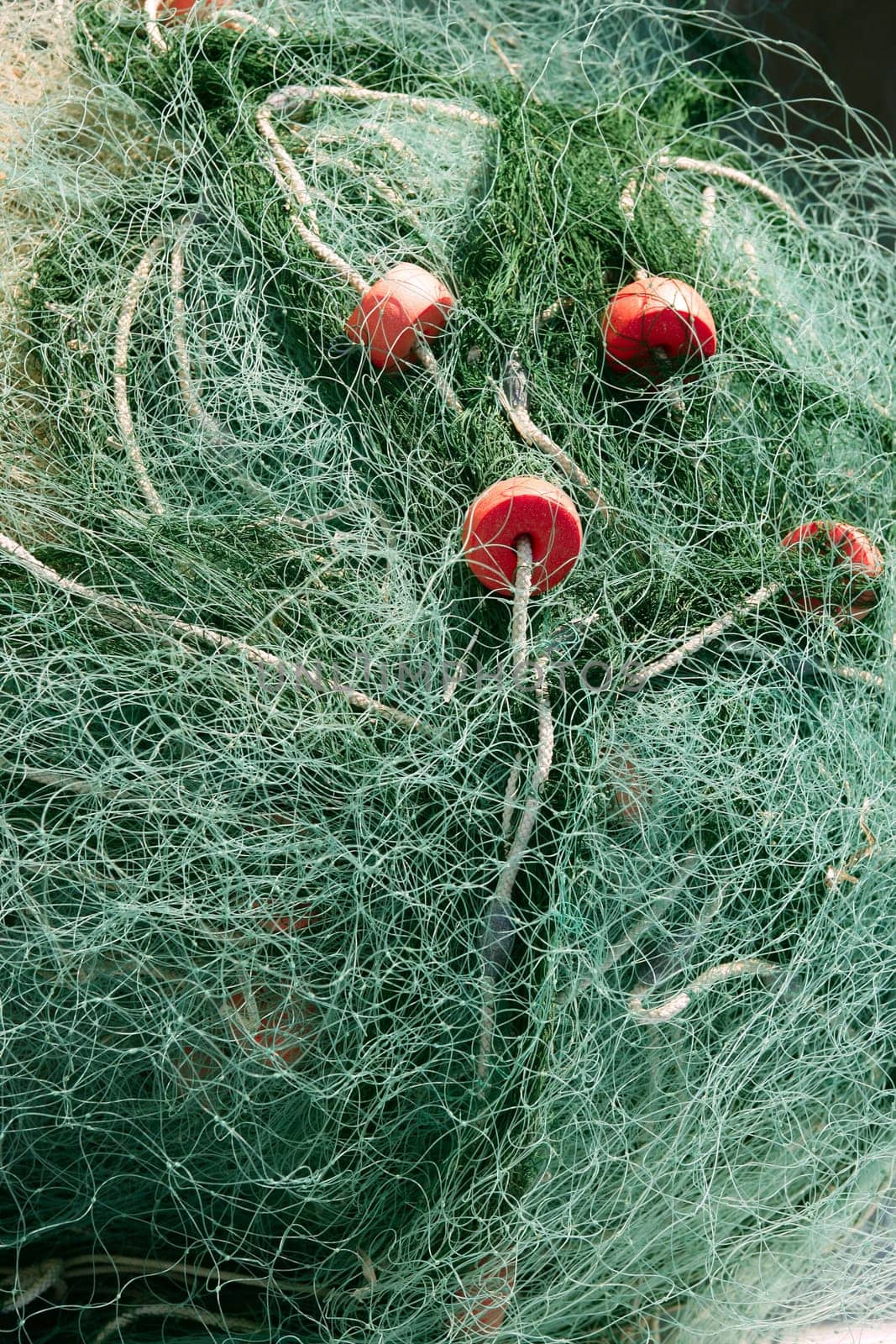 Fishing net and gear for professional fisherman boat, texture