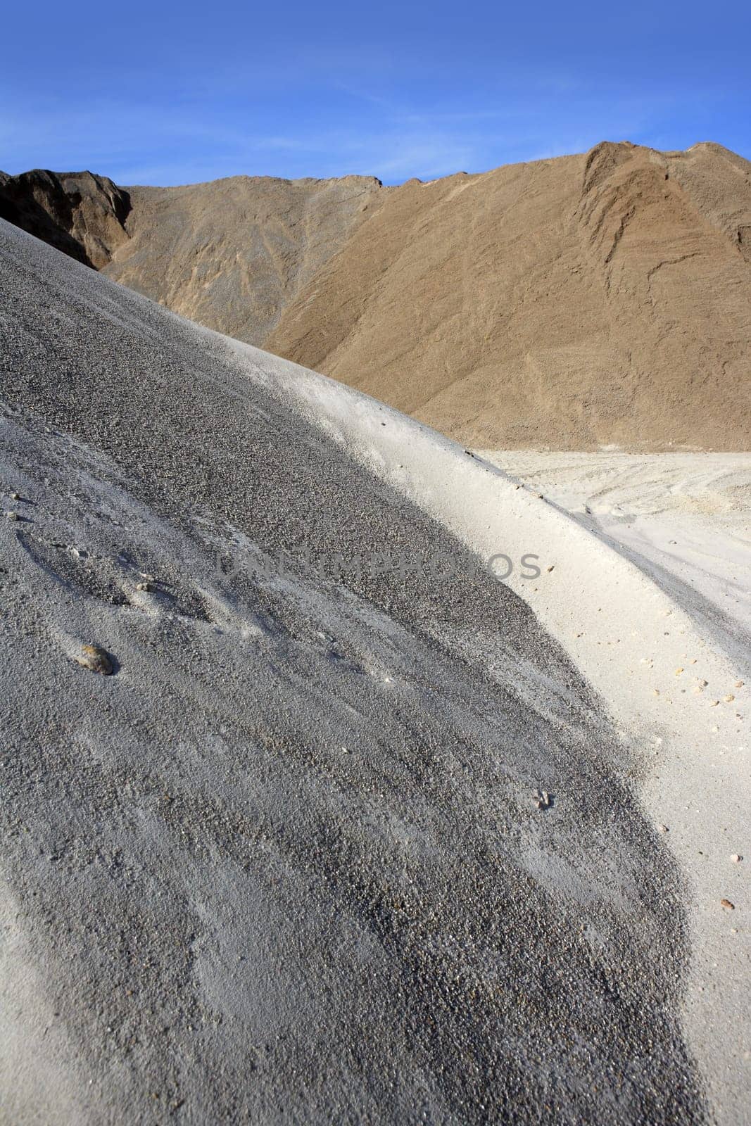 sand quarry mounds of varied construction sands