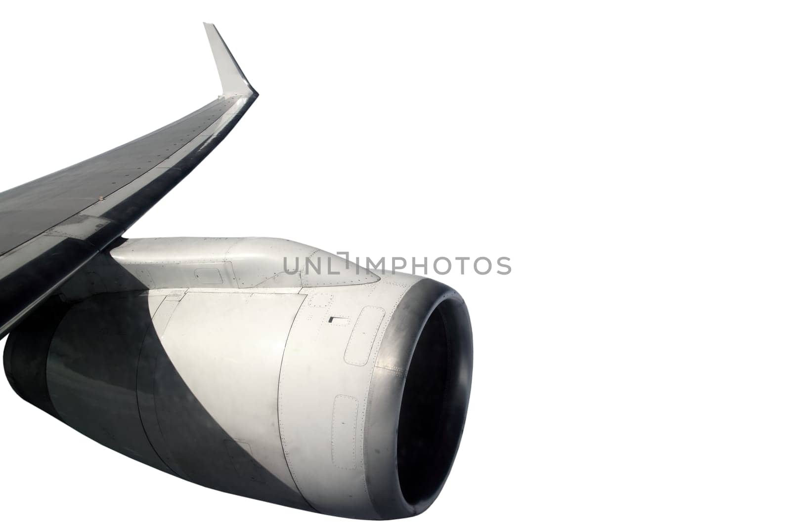 airplane wing aircraft turbine flying isolated on white