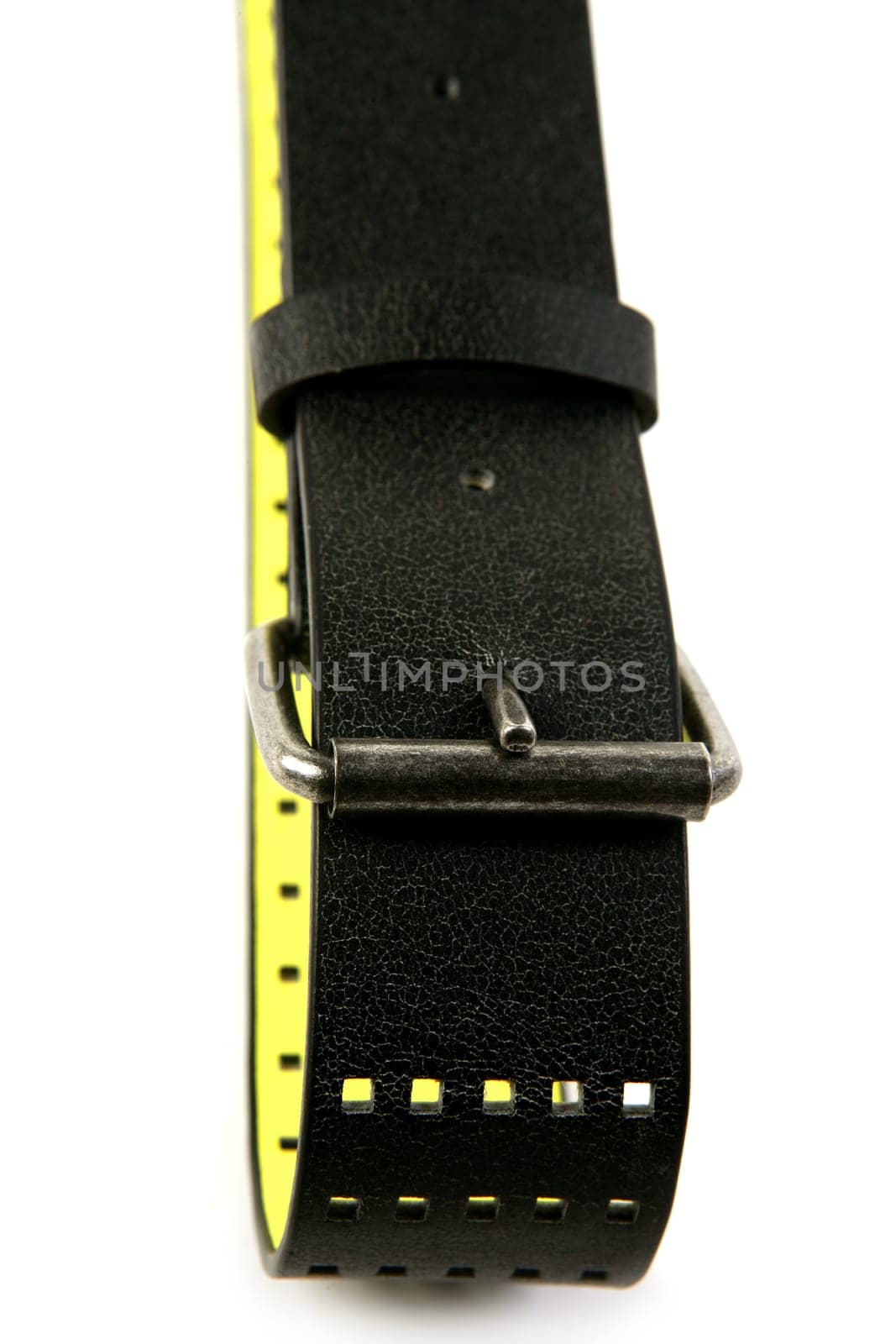 Belt in black and yellow inside modern fashion over white