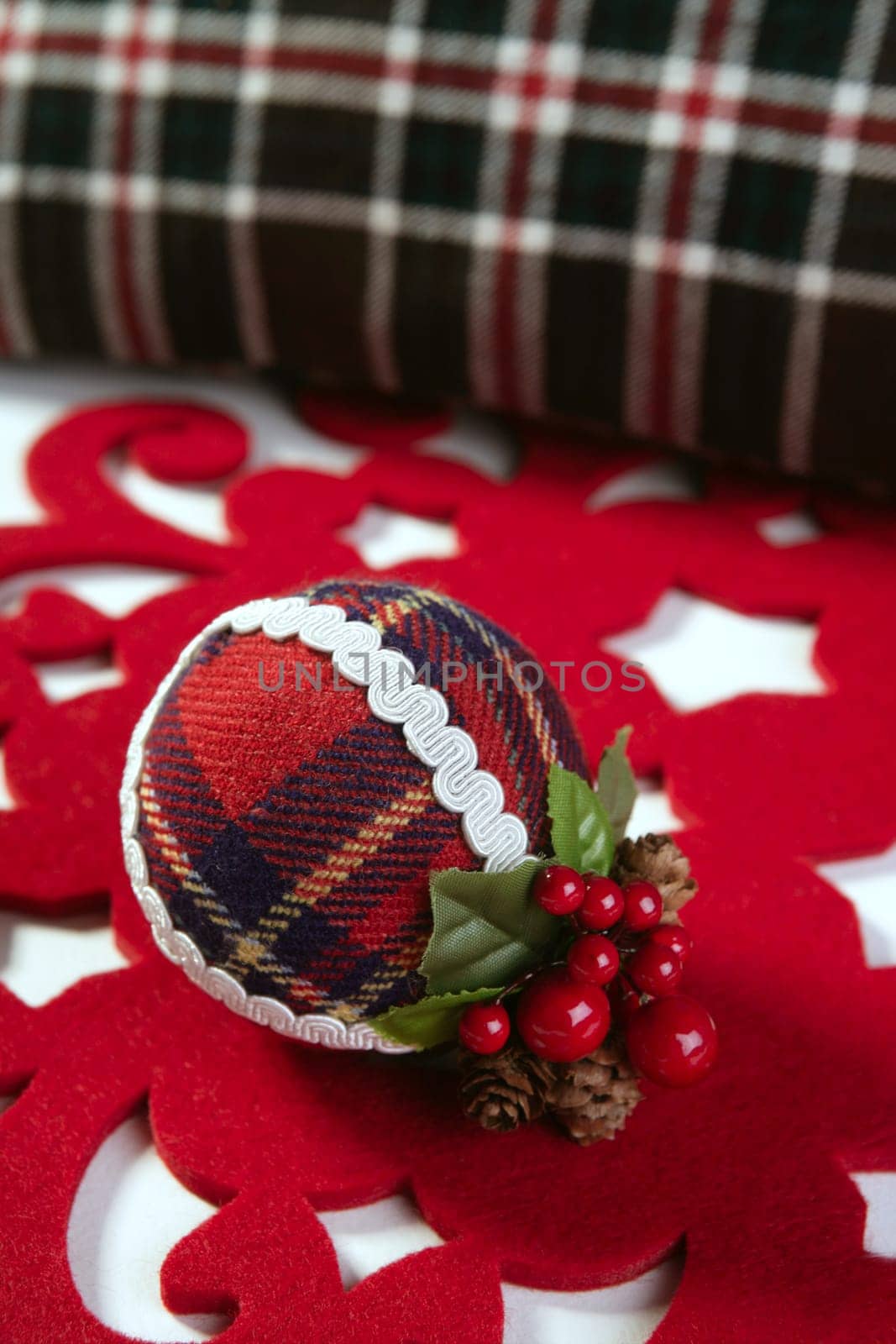Christmas decoration fabric ball Scottish printing pattern