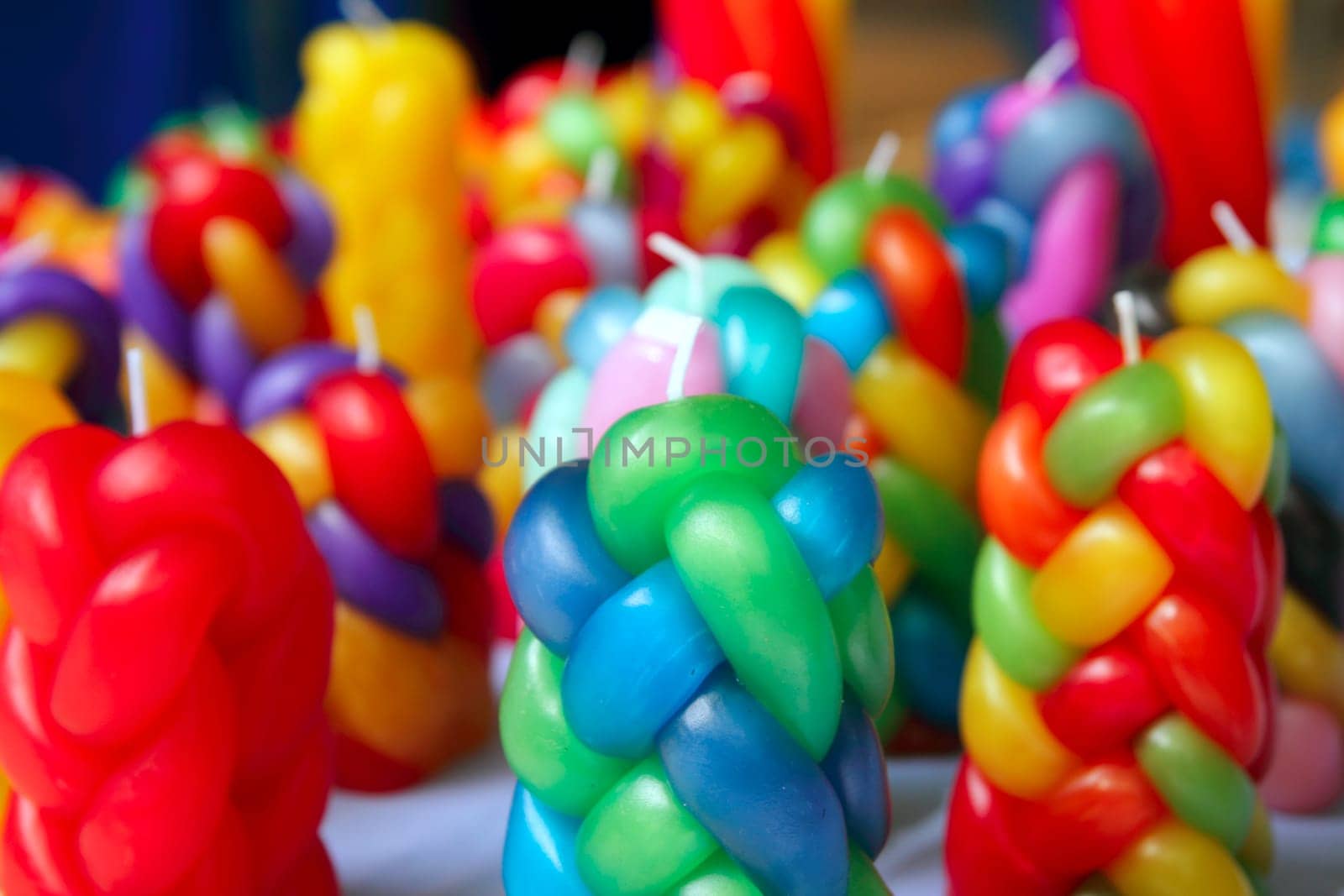 colorful braided candles handcraft texture pattern vivid colors