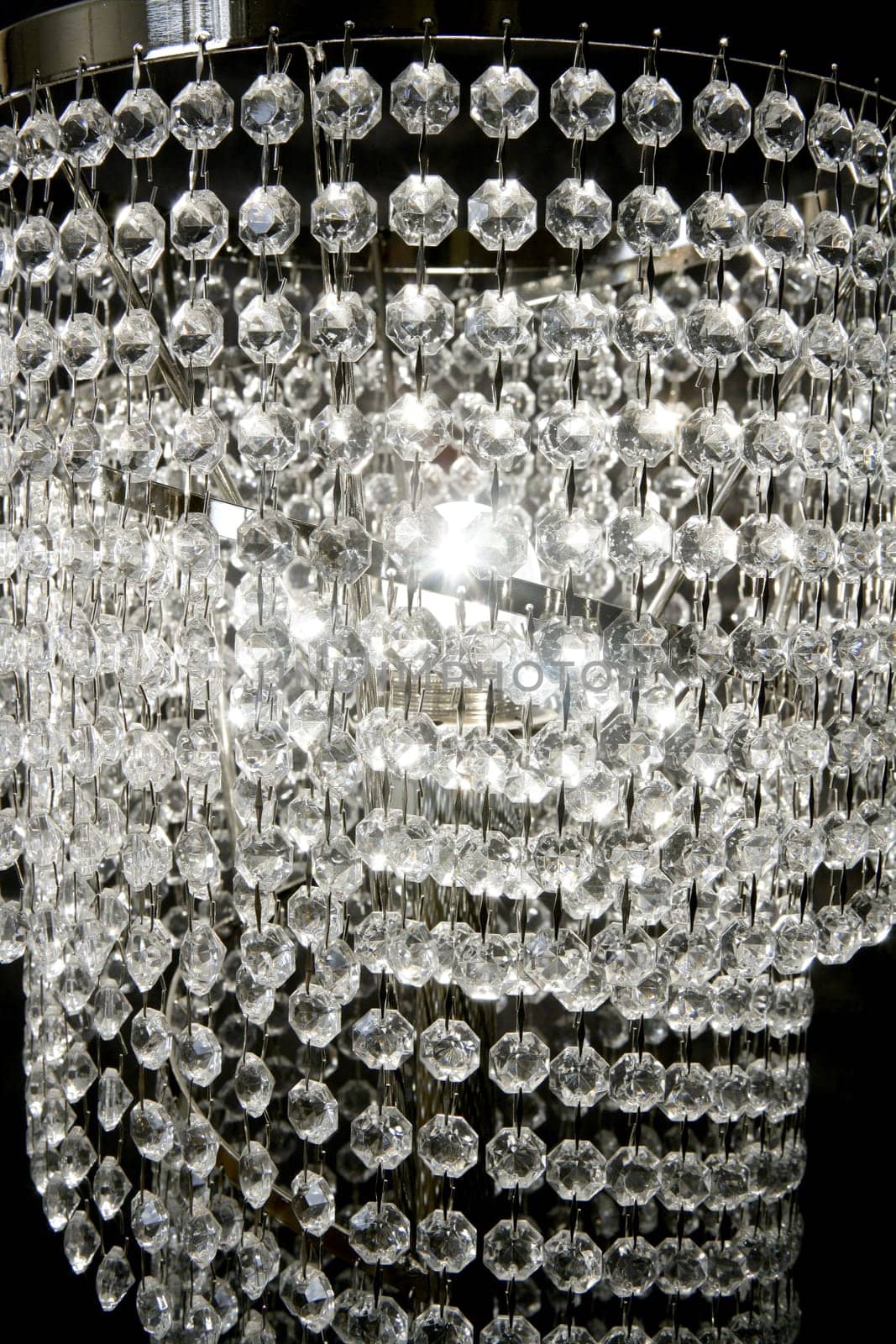 crystal strass lamp white over black background luxury interior design