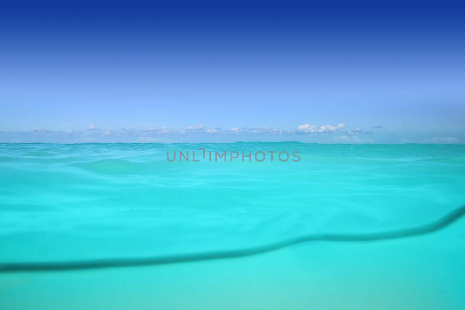 waterline caribbean sea underwater and blue sea