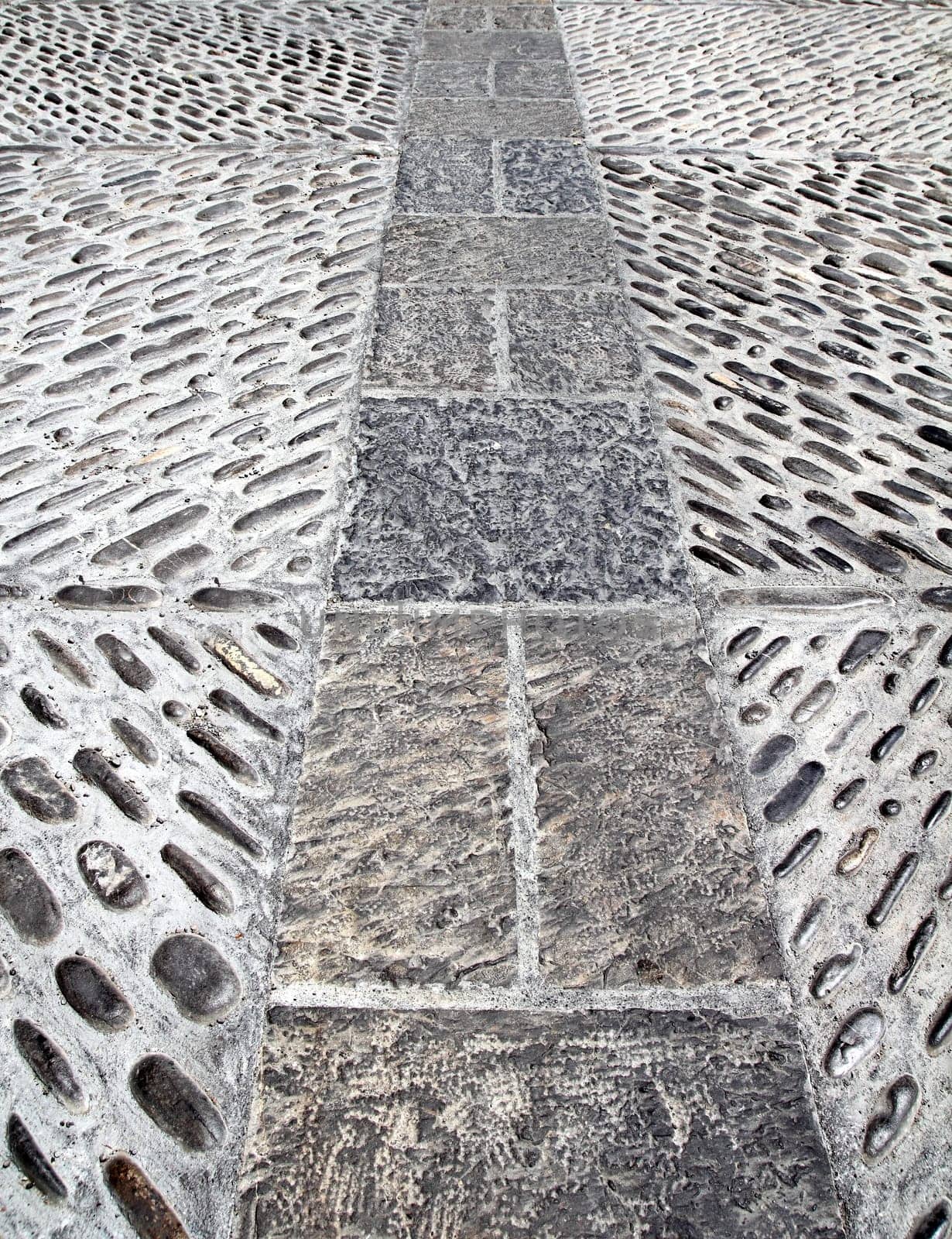 rolling stones mosaic medieval soil floor in Spain Aragon