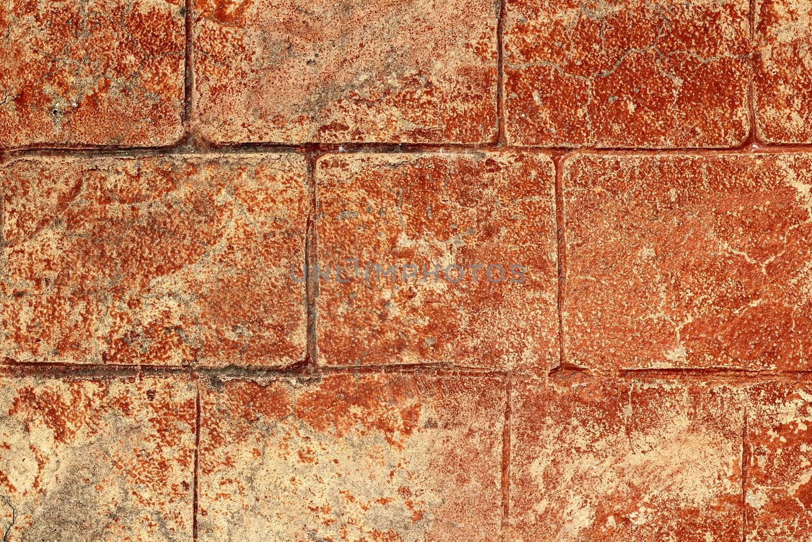 on-site printed concrete cement pavement texture red brown clay replica