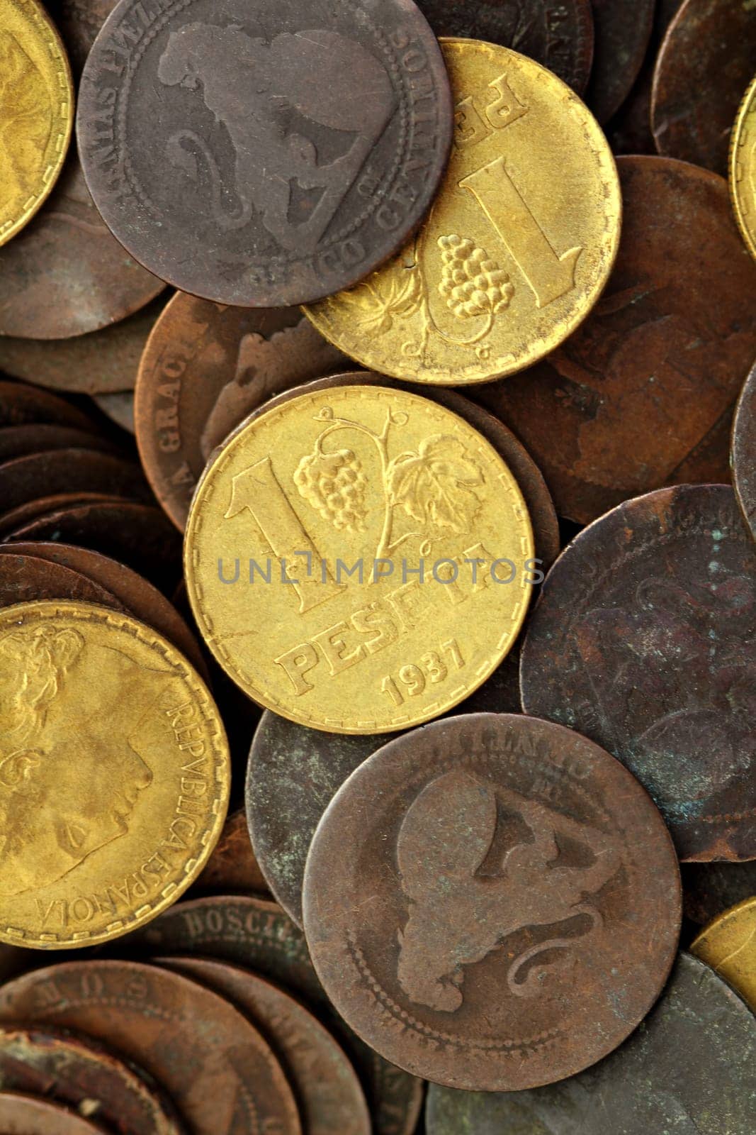 antique real old spain republic 1937 currency coin peseta and 50 cents
