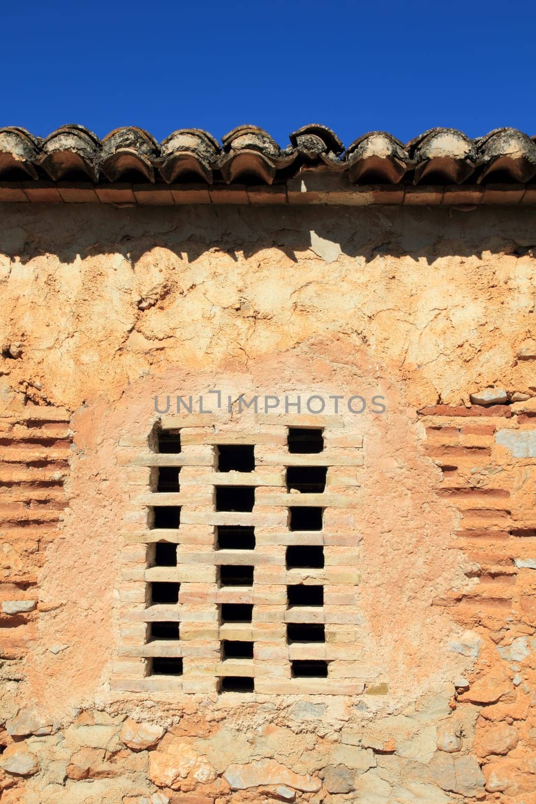 bricks window in masonry wall ancient architecture detail