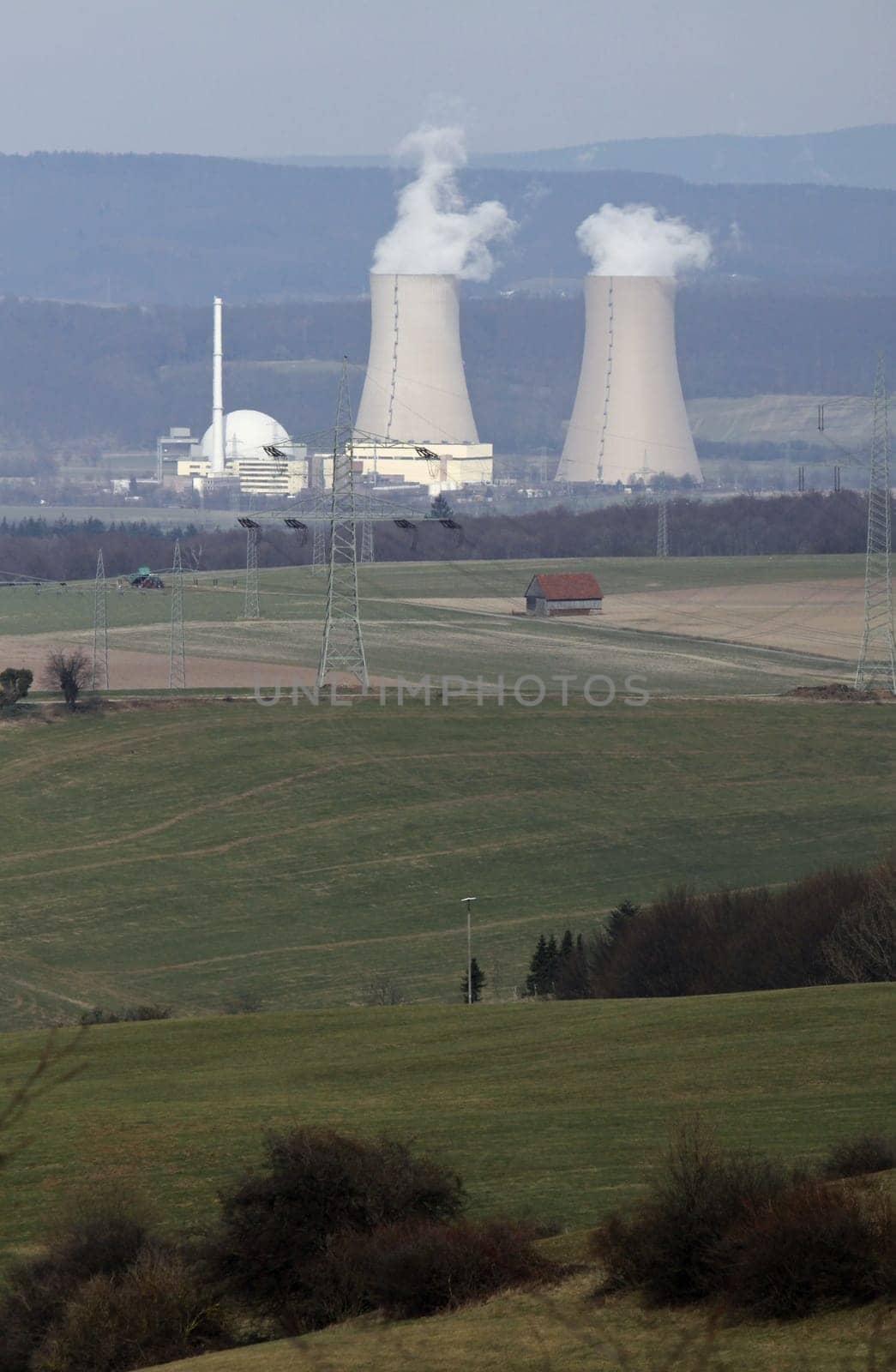 Grohnde nuclear power plant in the Weser Uplands