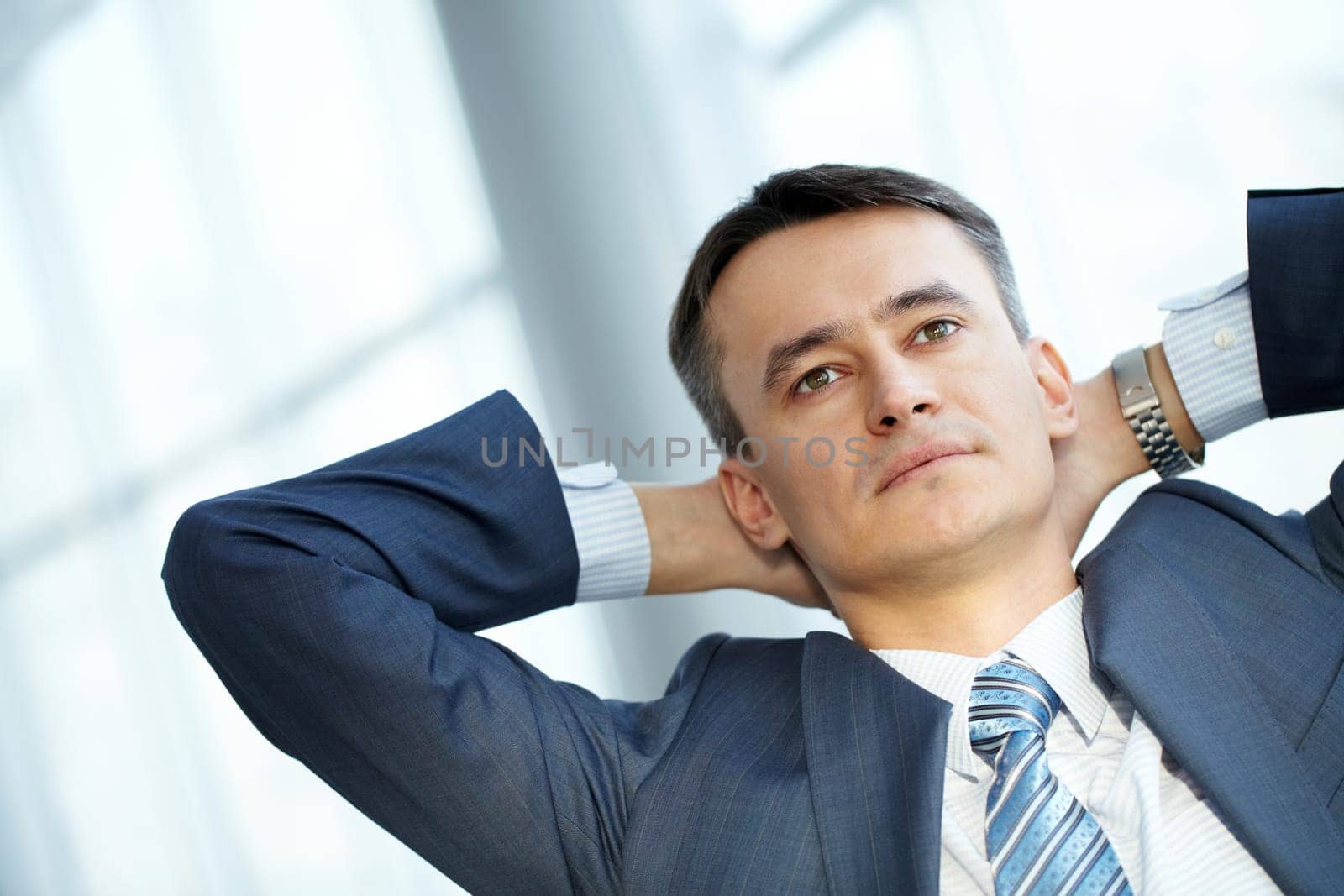 Portrait of a serious mature businessman relaxing