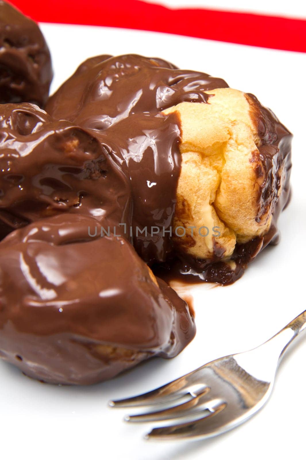 profiterole, classic italian dessert with chocolate