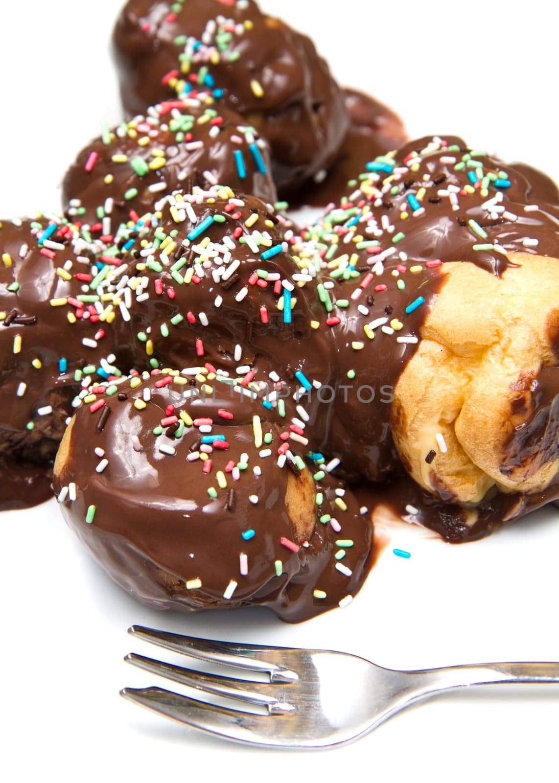 profiterole, classic italian dessert with chocolate