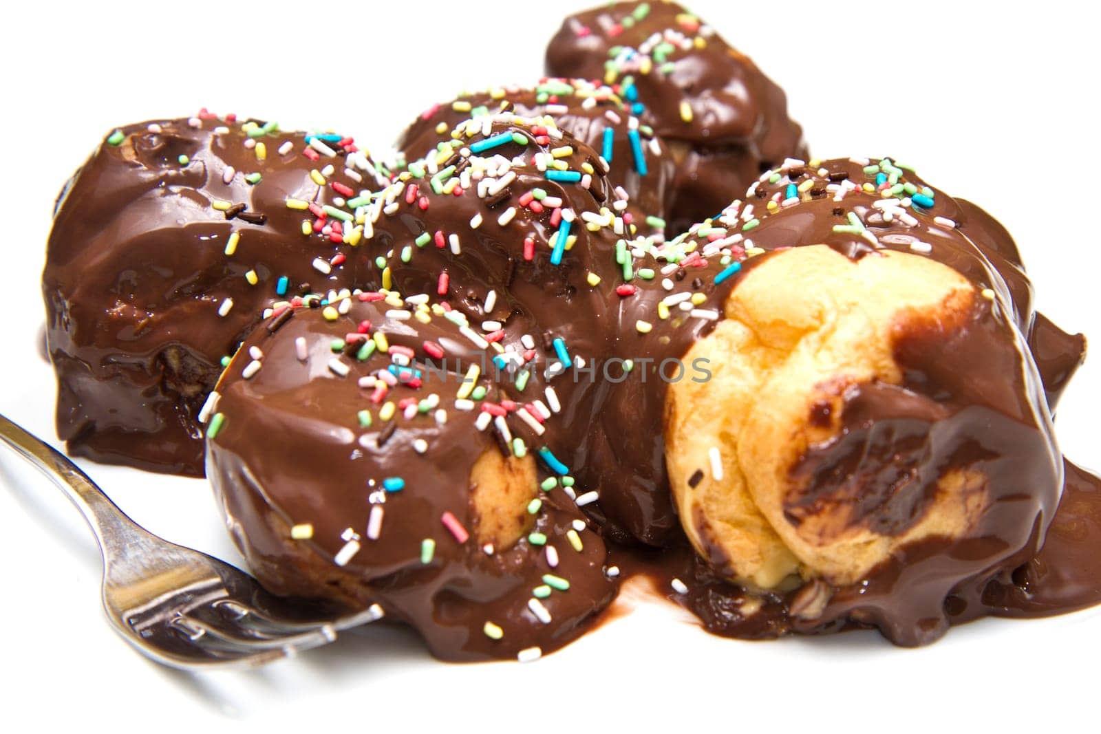 profiterole, classic italian dessert with chocolate