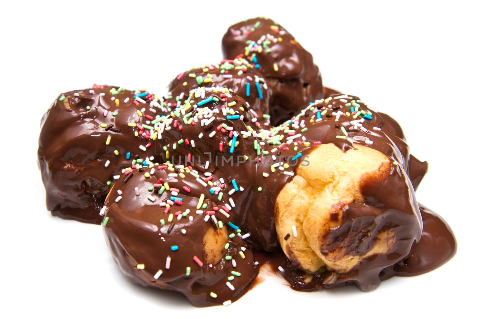 profiterole, classic italian dessert with chocolate