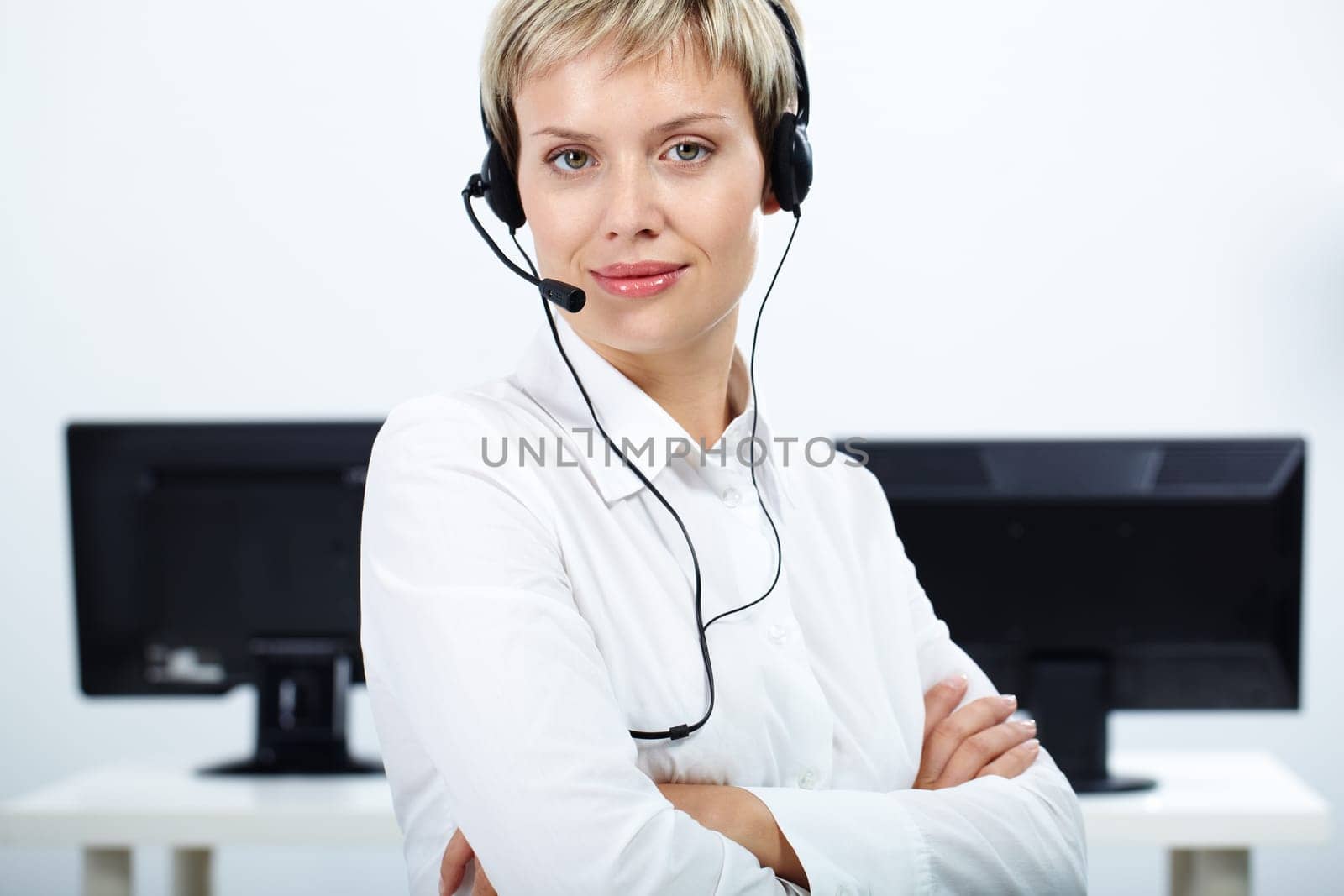 Portrait of customer service operator looking at camera