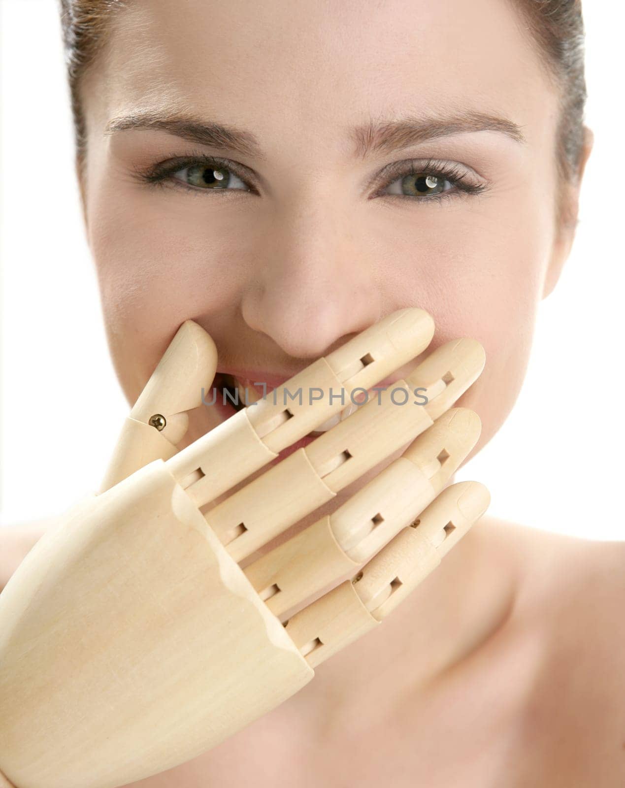 Smiling beautiful adult woman portrait isolated on white