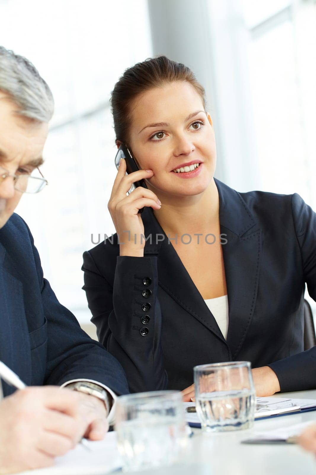 A young businesswoman talking on the phone