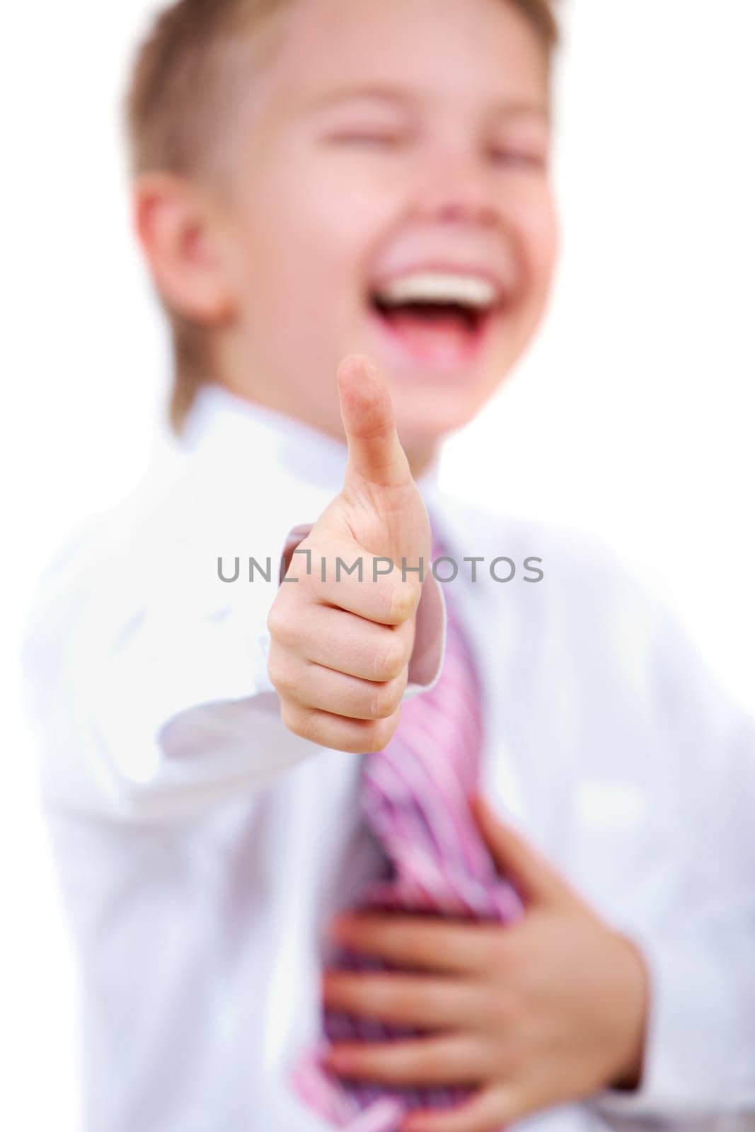 Image of happy boy showing thumb up
