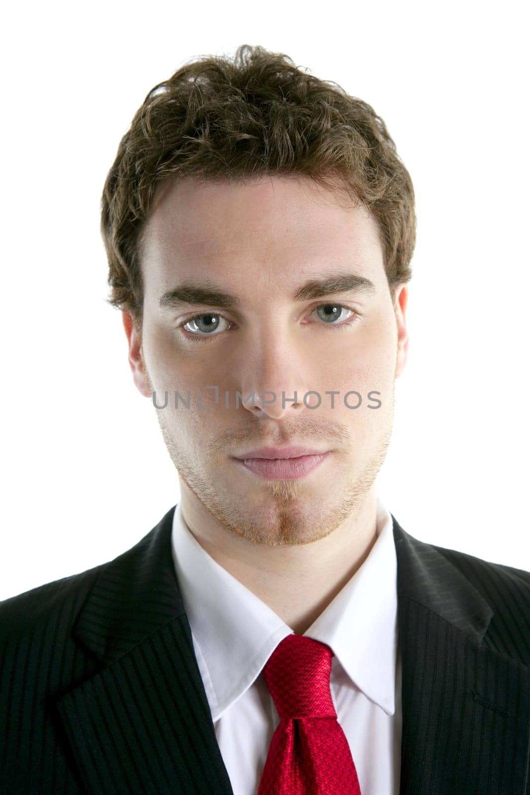 businessman young handsome portrait tie suit isolated on white