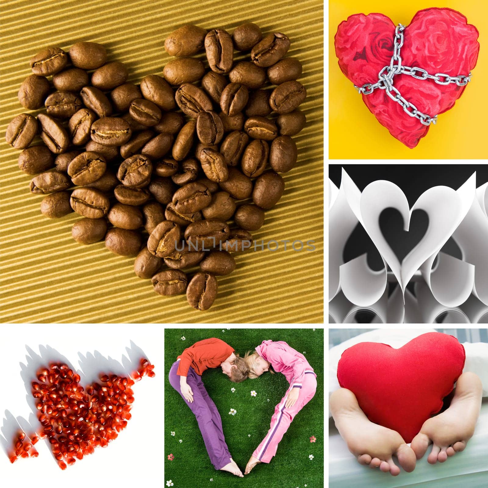 Collage of different shapes of heart as symbol of Valentines Day
