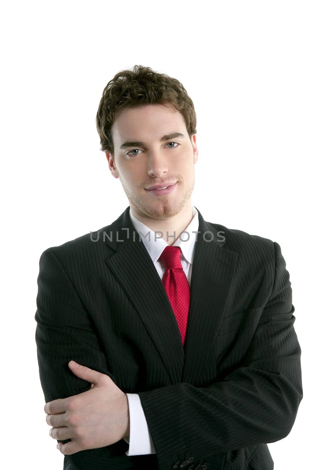 businessman young handsome portrait tie suit isolated on white
