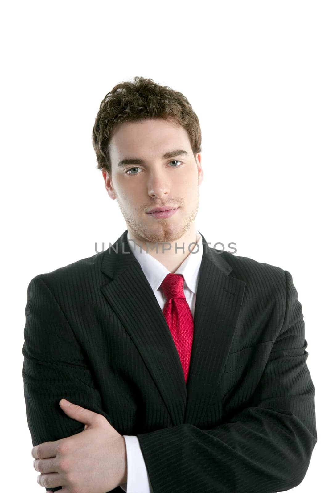 businessman young handsome portrait tie suit isolated on white