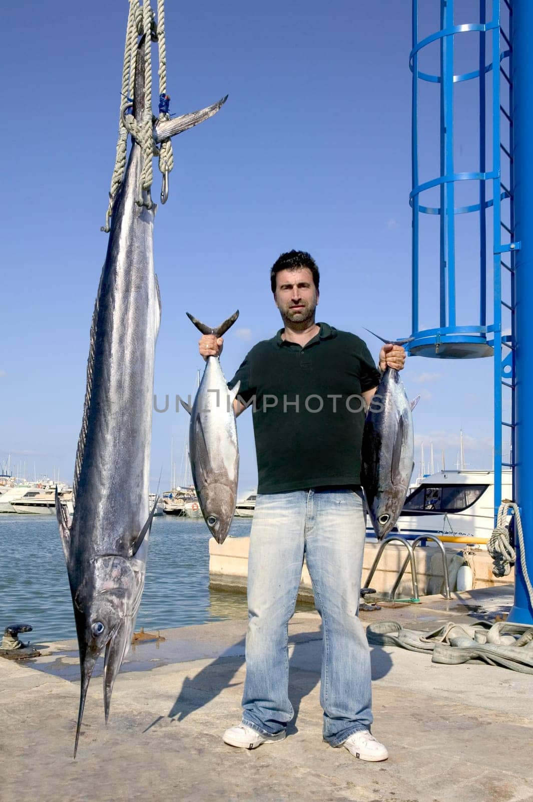 angler fish catch albacore tuna and spearfish mediterranean