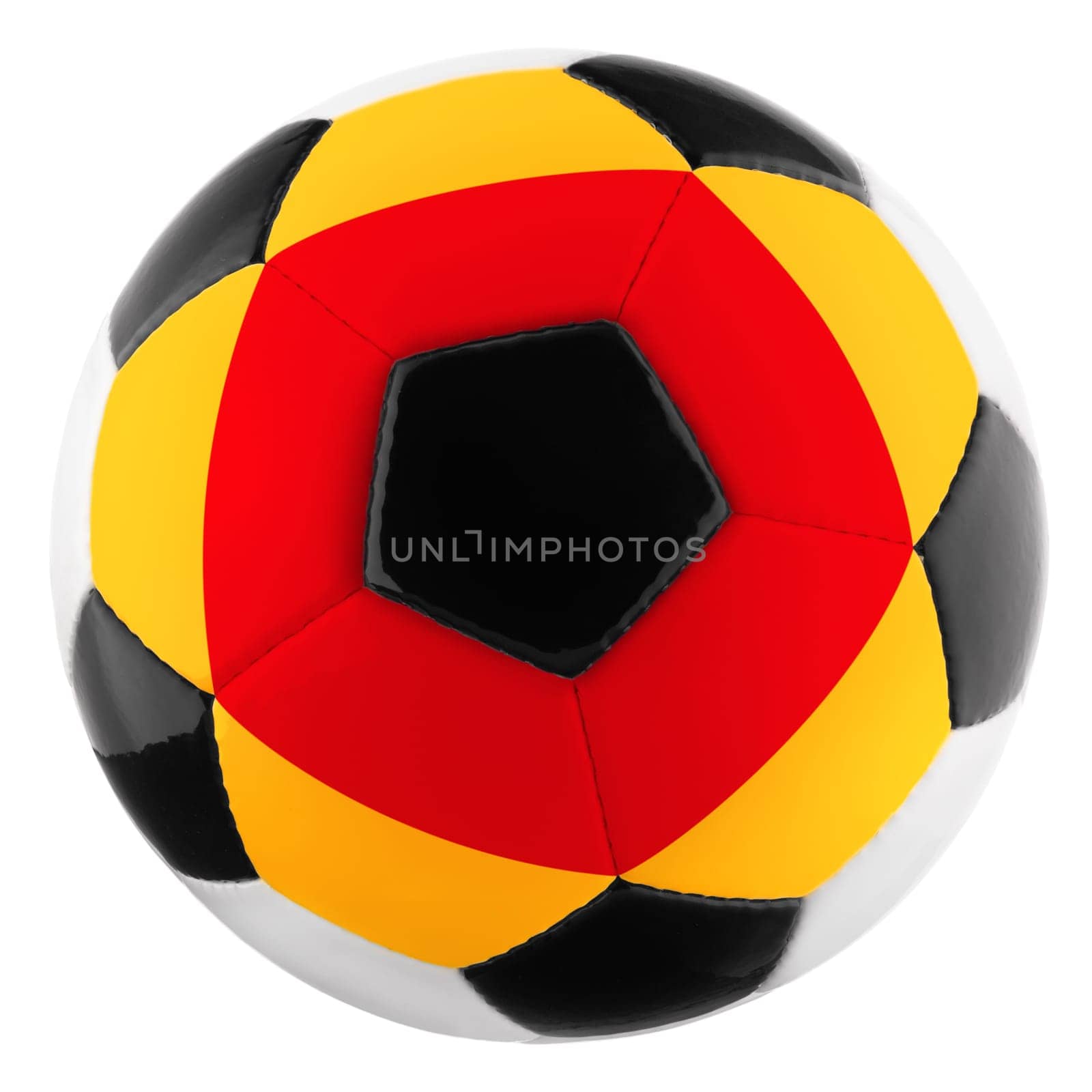 Football with flag design German national colors,isolated on white