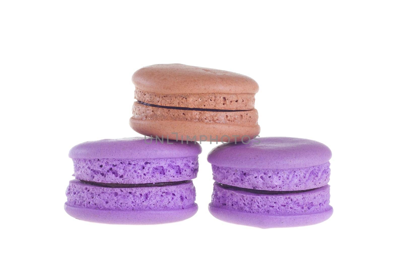 Colorful macaroons isolated on white background