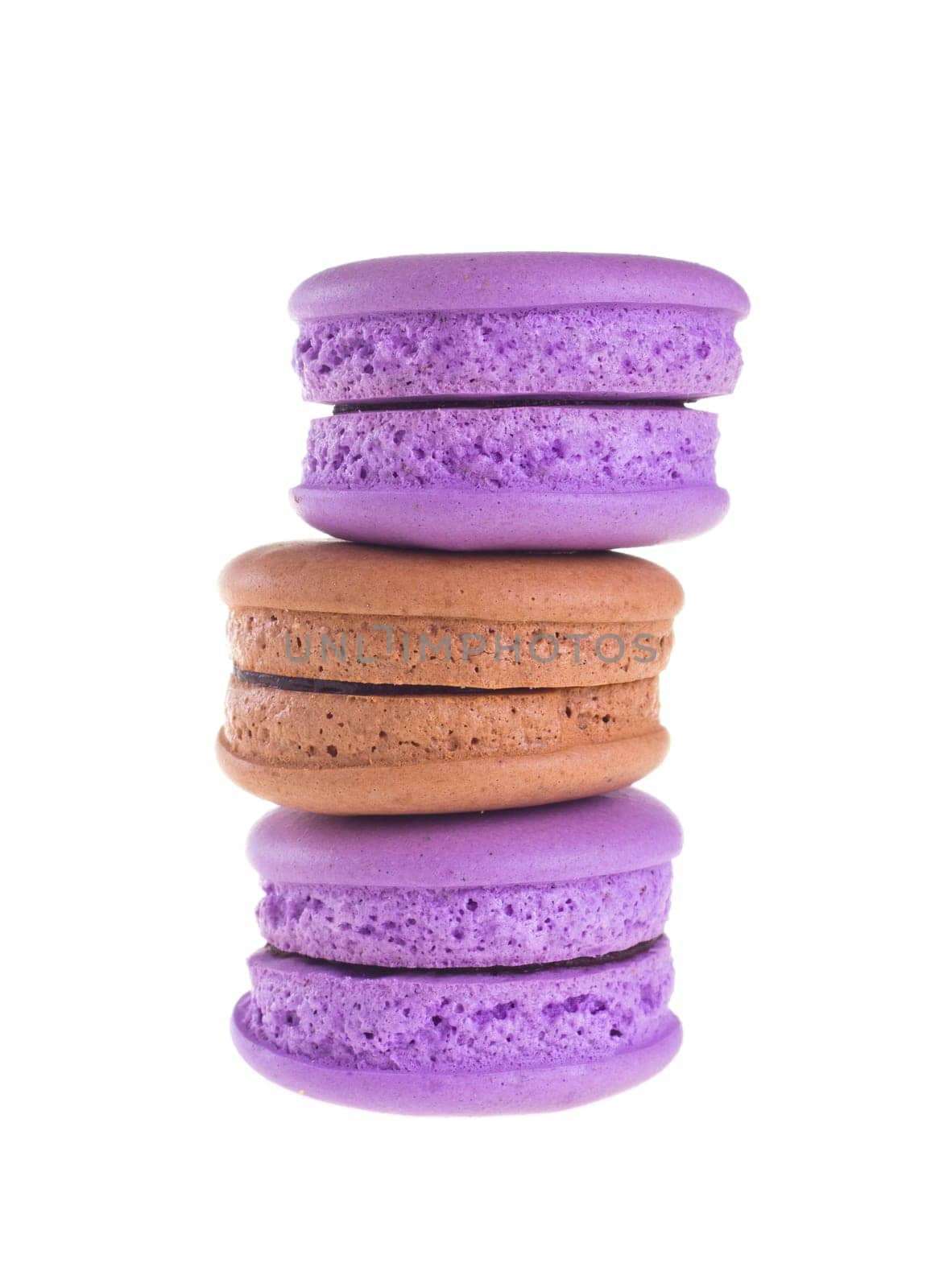 Colorful macaroons isolated on white background