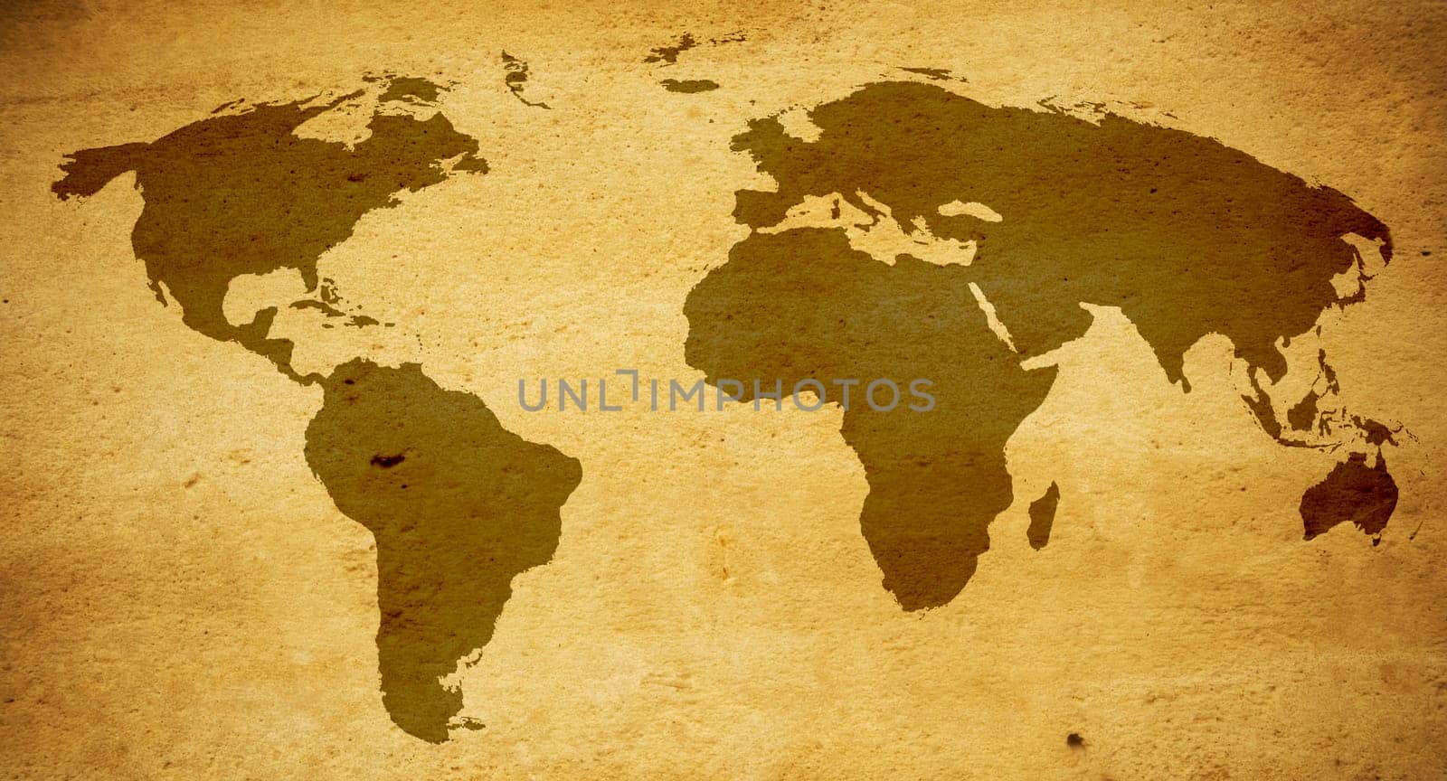 old world map in warm tones yellow