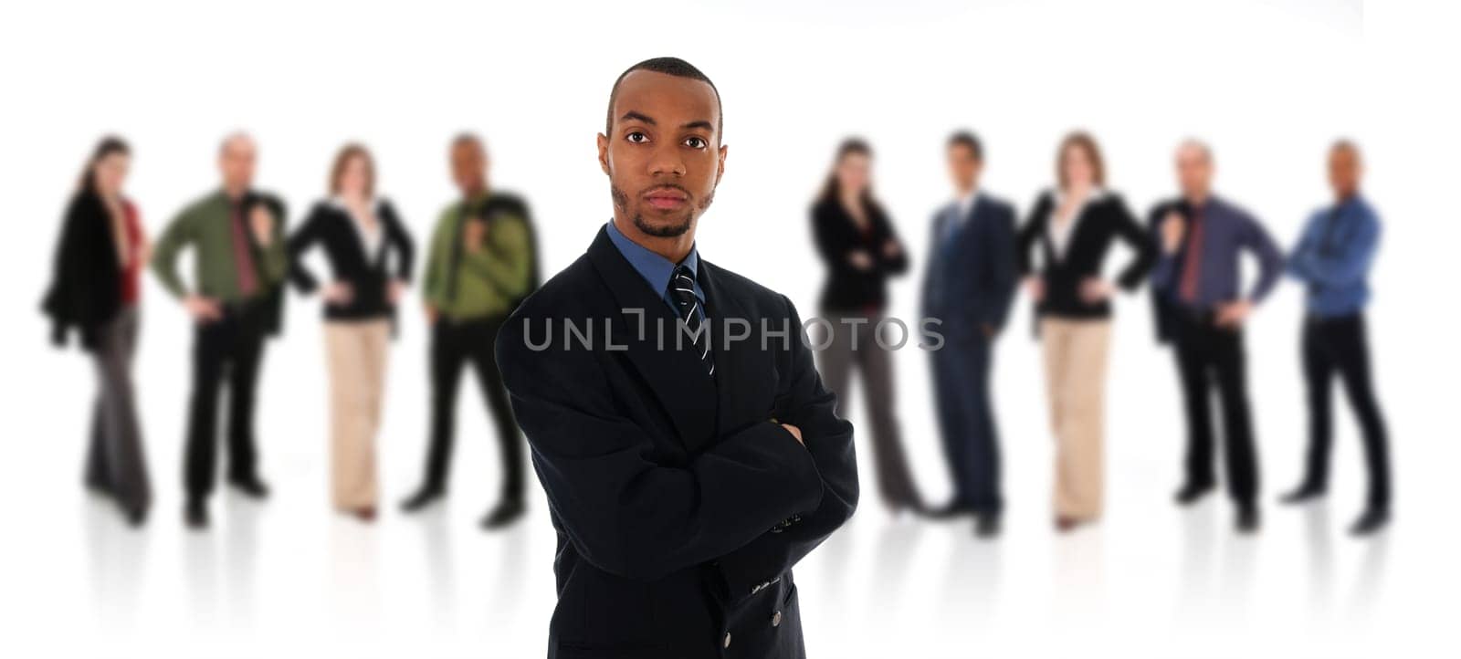 African Business man on a white background with his team