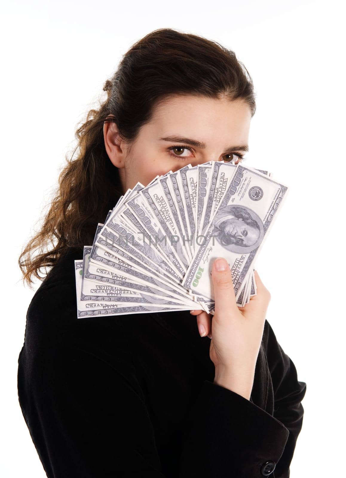 business woman with some money cash in her hand