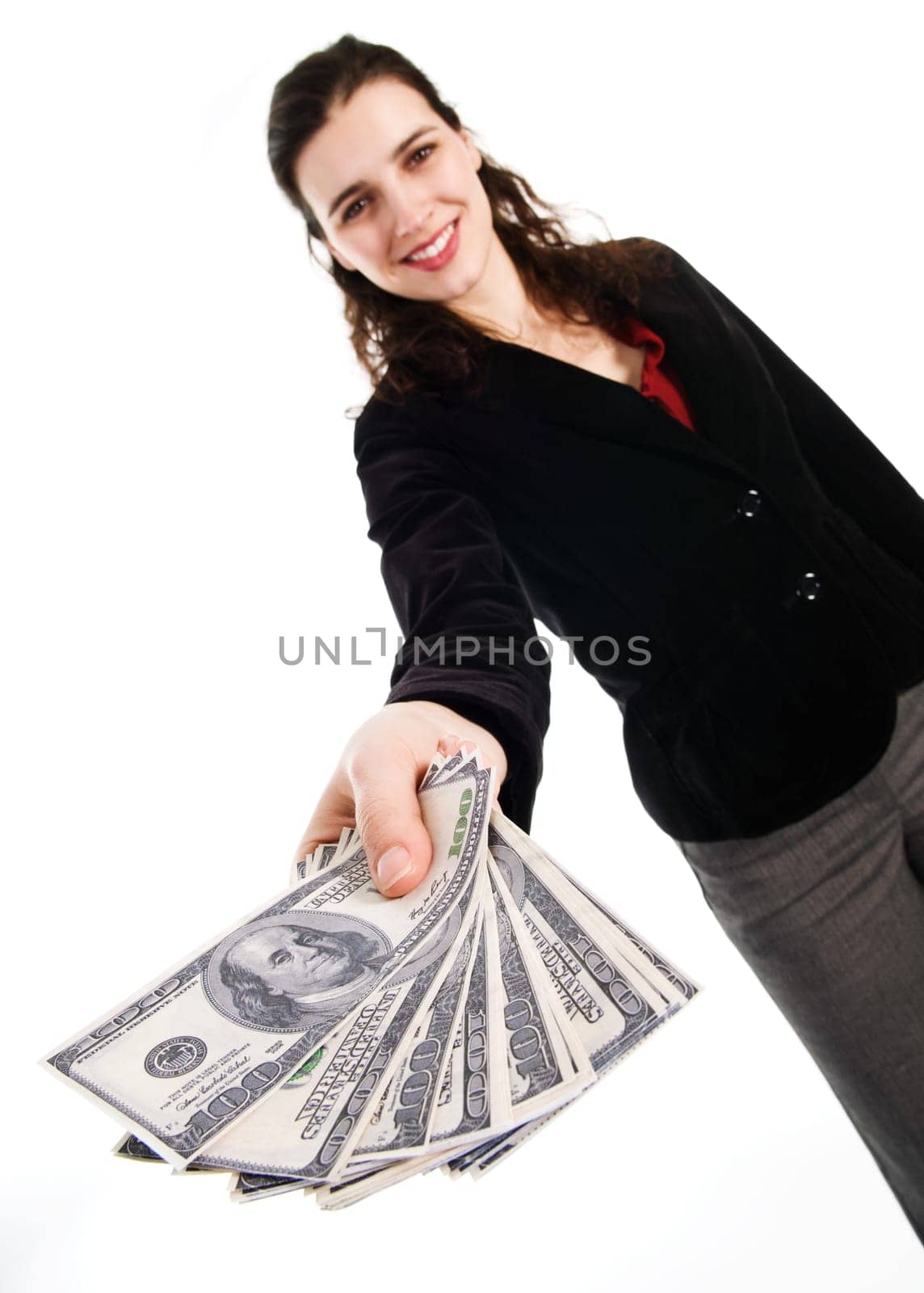 business woman with some money cash in her hand