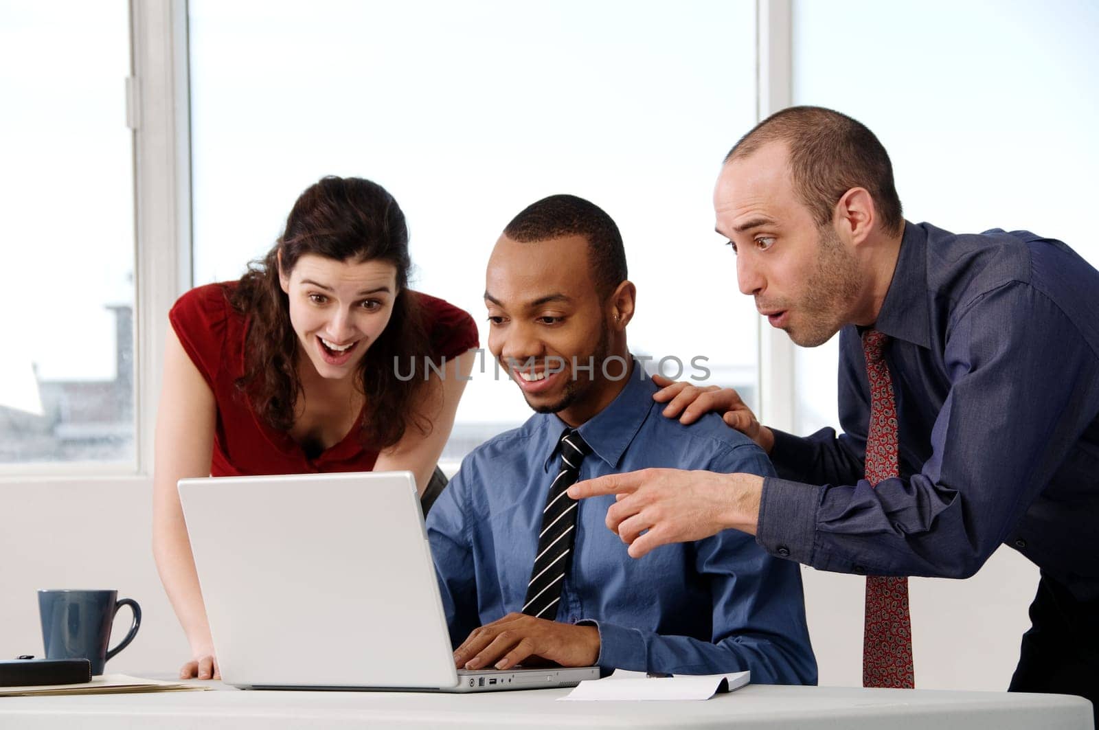business team in an office on a laptop