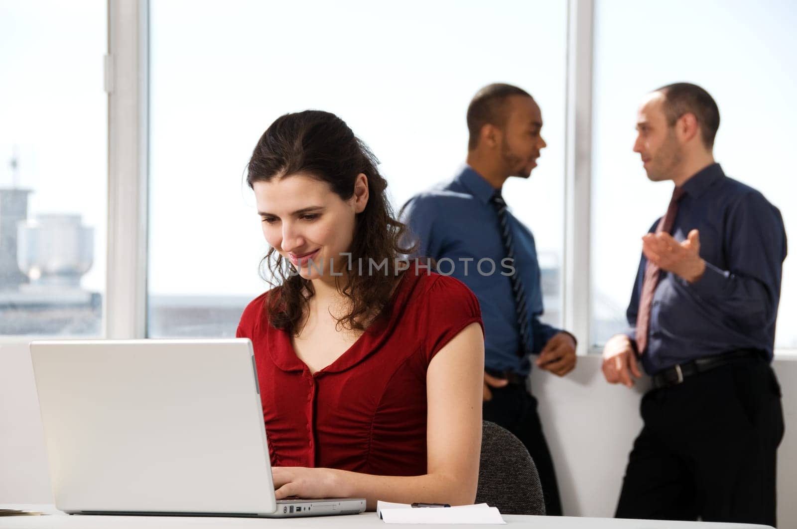 business team with a woman in the foreground