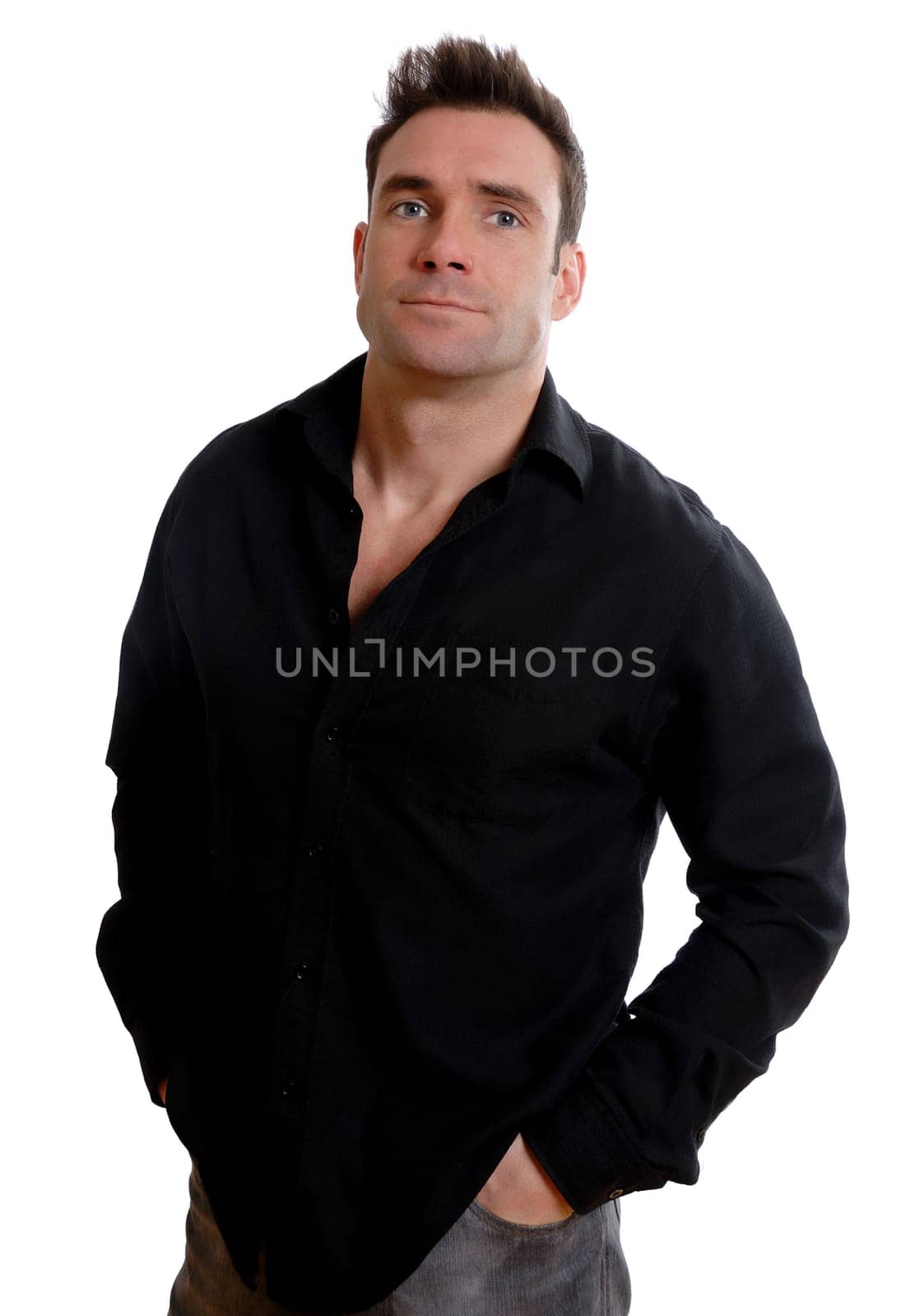 cute man's face on an isolated white background